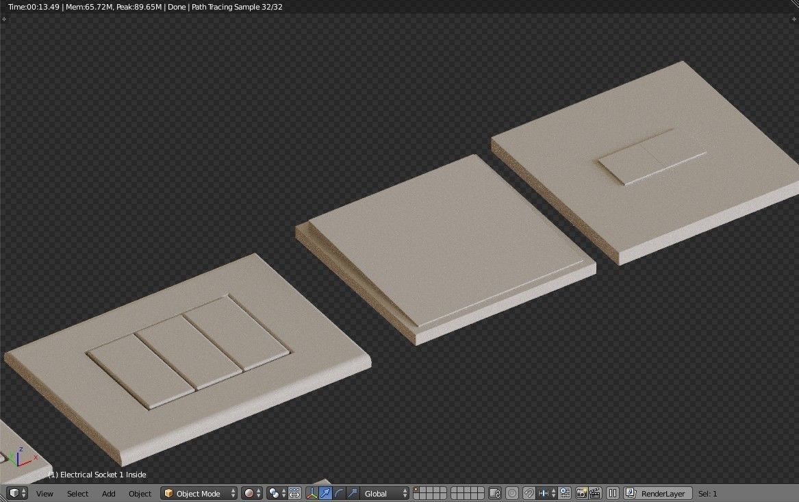Modern Electrical switches and sockets collection - 11 Items Low-poly 3D model_13