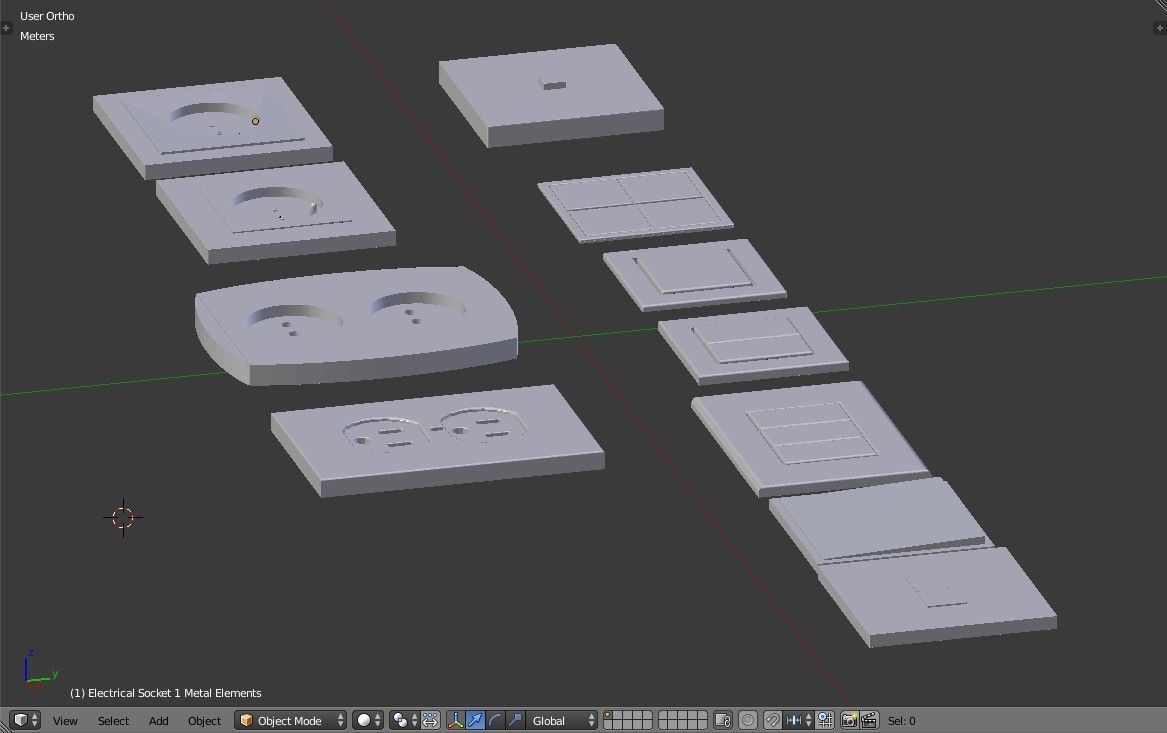 Modern Electrical switches and sockets collection - 11 Items Low-poly 3D model_16