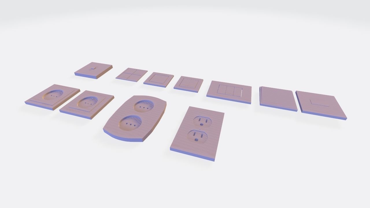 Modern Electrical switches and sockets collection - 11 Items Low-poly 3D model_21