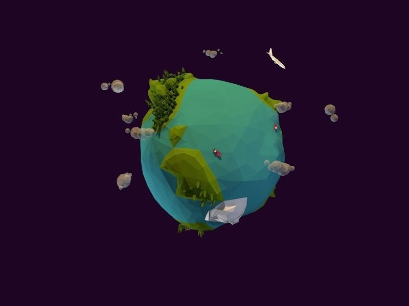 Low Poly Earth Game Ready UVW Low-poly 3D model_2