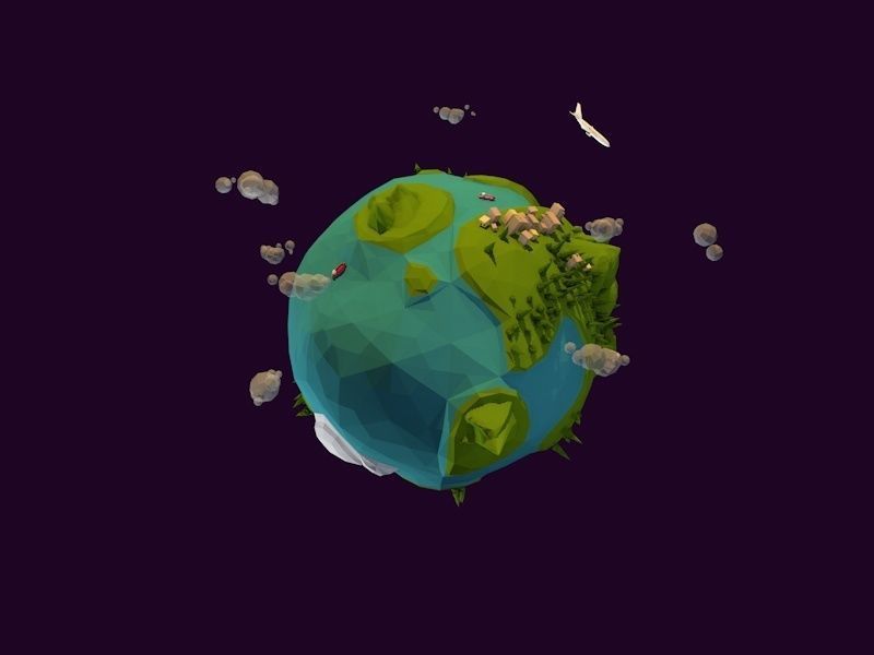 Low Poly Earth Game Ready UVW Low-poly 3D model_1