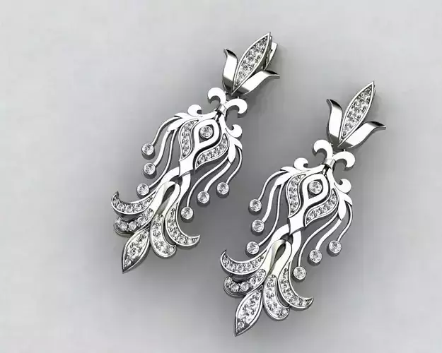 J arlament N 5 gold and diamond earrings 3D print model