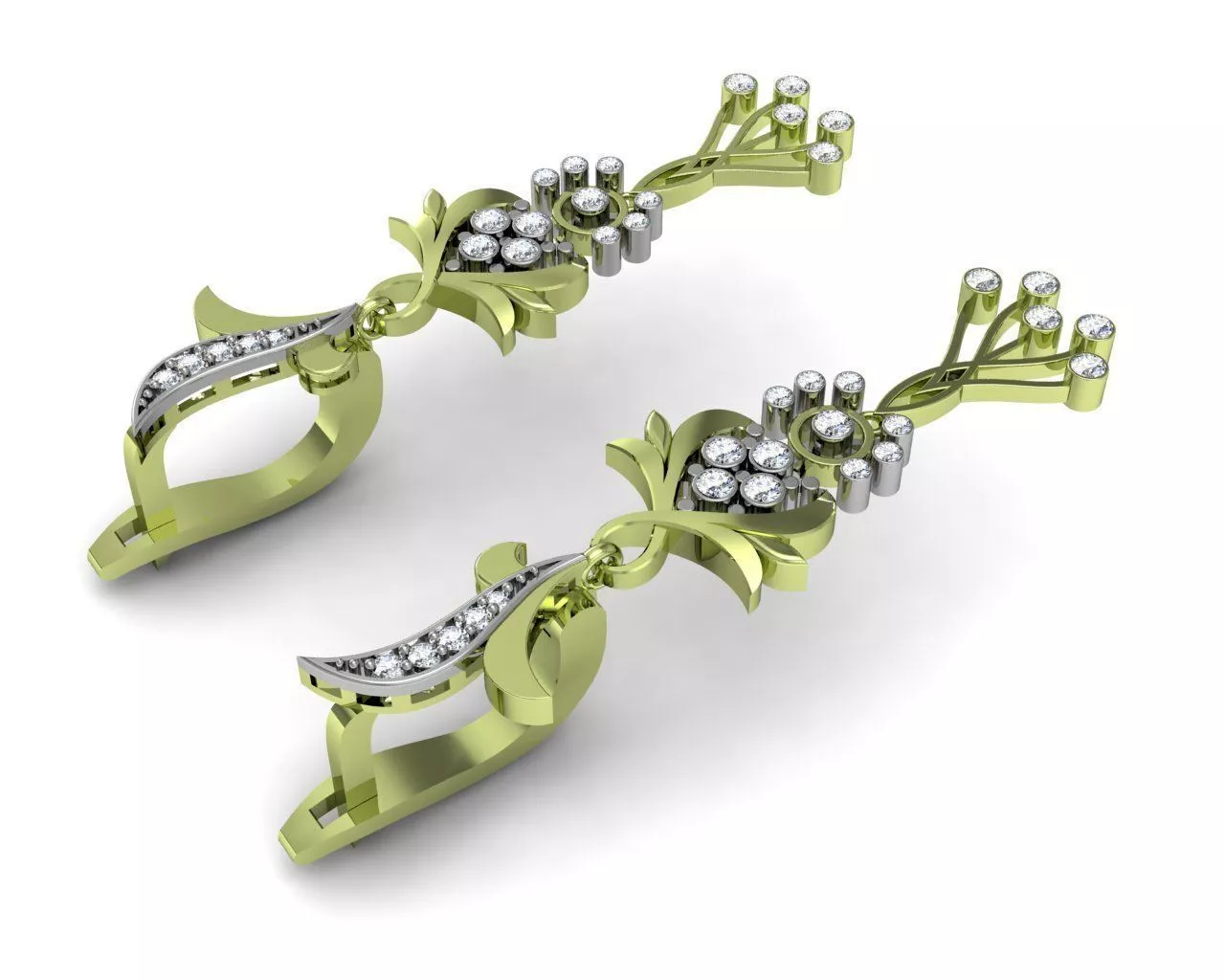 J arlament N 1 pair of earrings gold with diamonds 3D print model