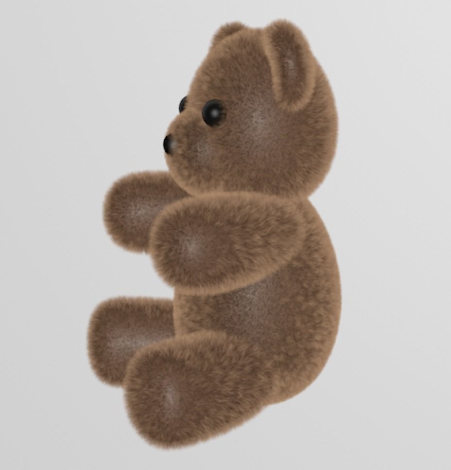Teddy Bear with Hair 3D model_1