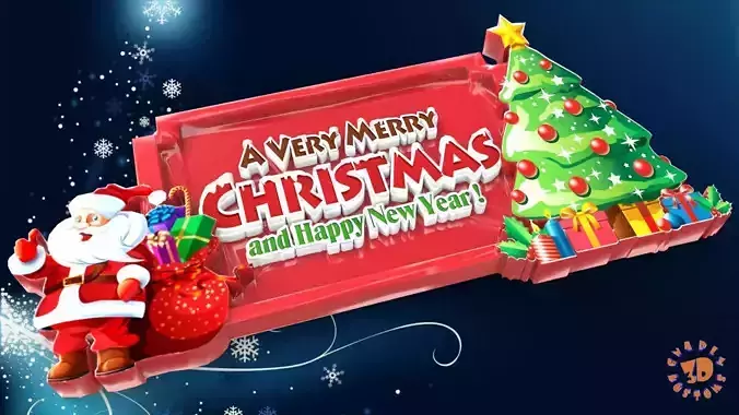 A Very Merry Christmas and Happy New Year Sign 3D print model