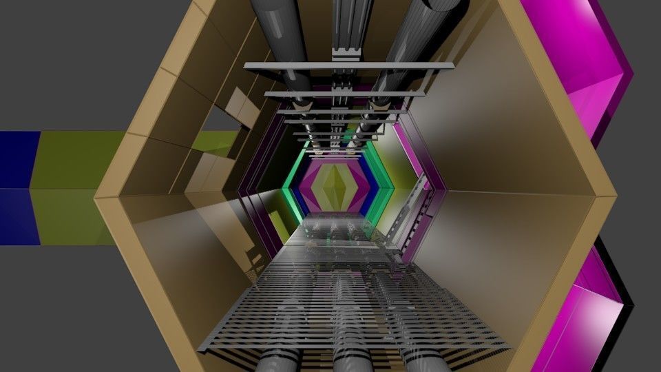 Five Modular Hexagon Hallway Set 3D model_3