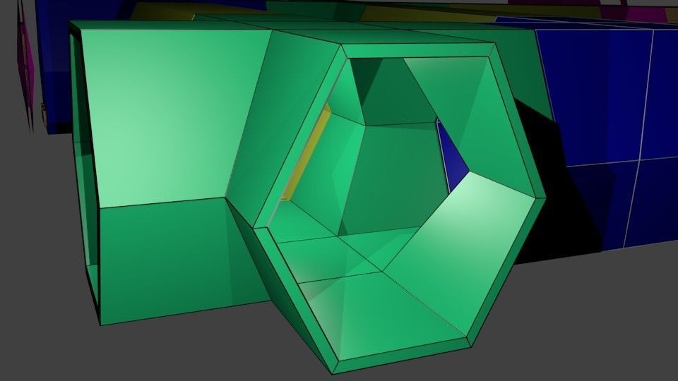 Five Modular Hexagon Hallway Set 3D model_6