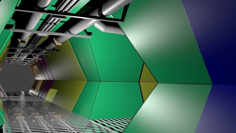 Five Modular Hexagon Hallway Set 3D model_4