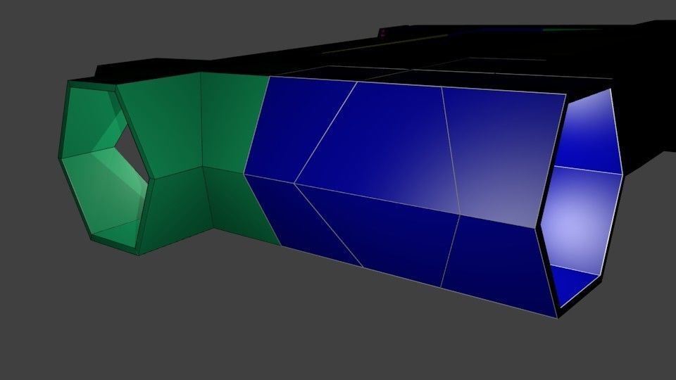 Five Modular Hexagon Hallway Set 3D model_7