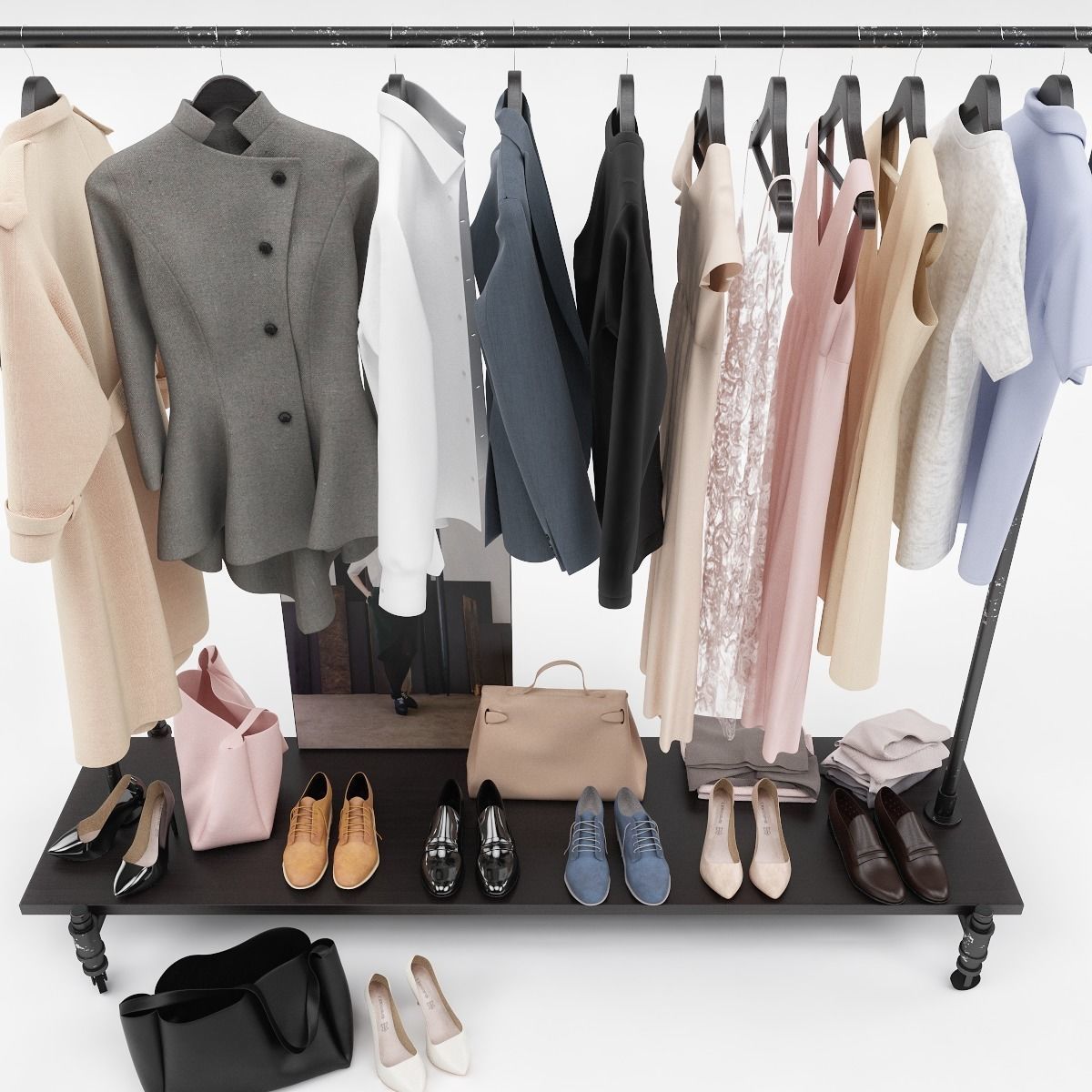 Womens and mens wardrobe 3D model_8