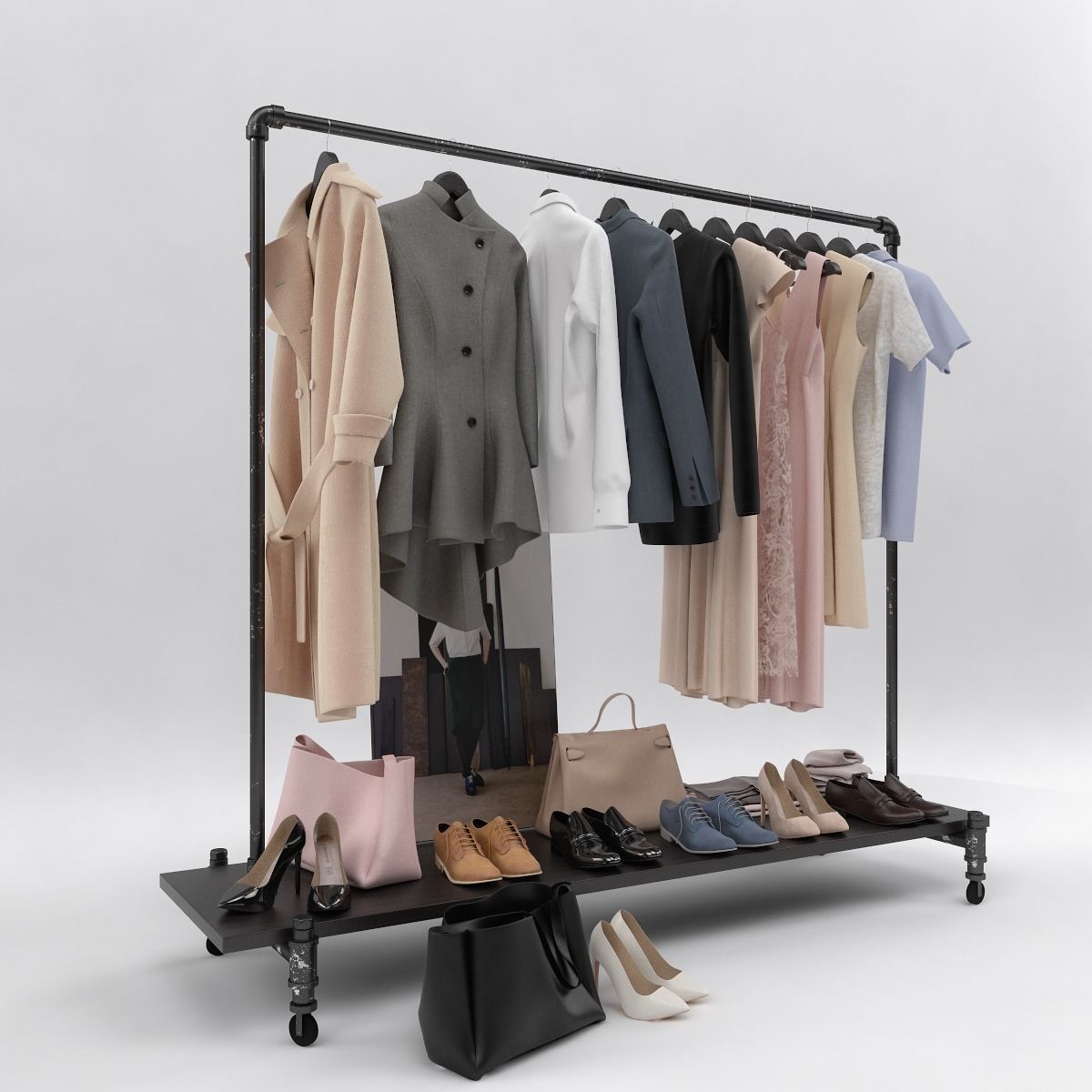 Womens and mens wardrobe 3D model_7