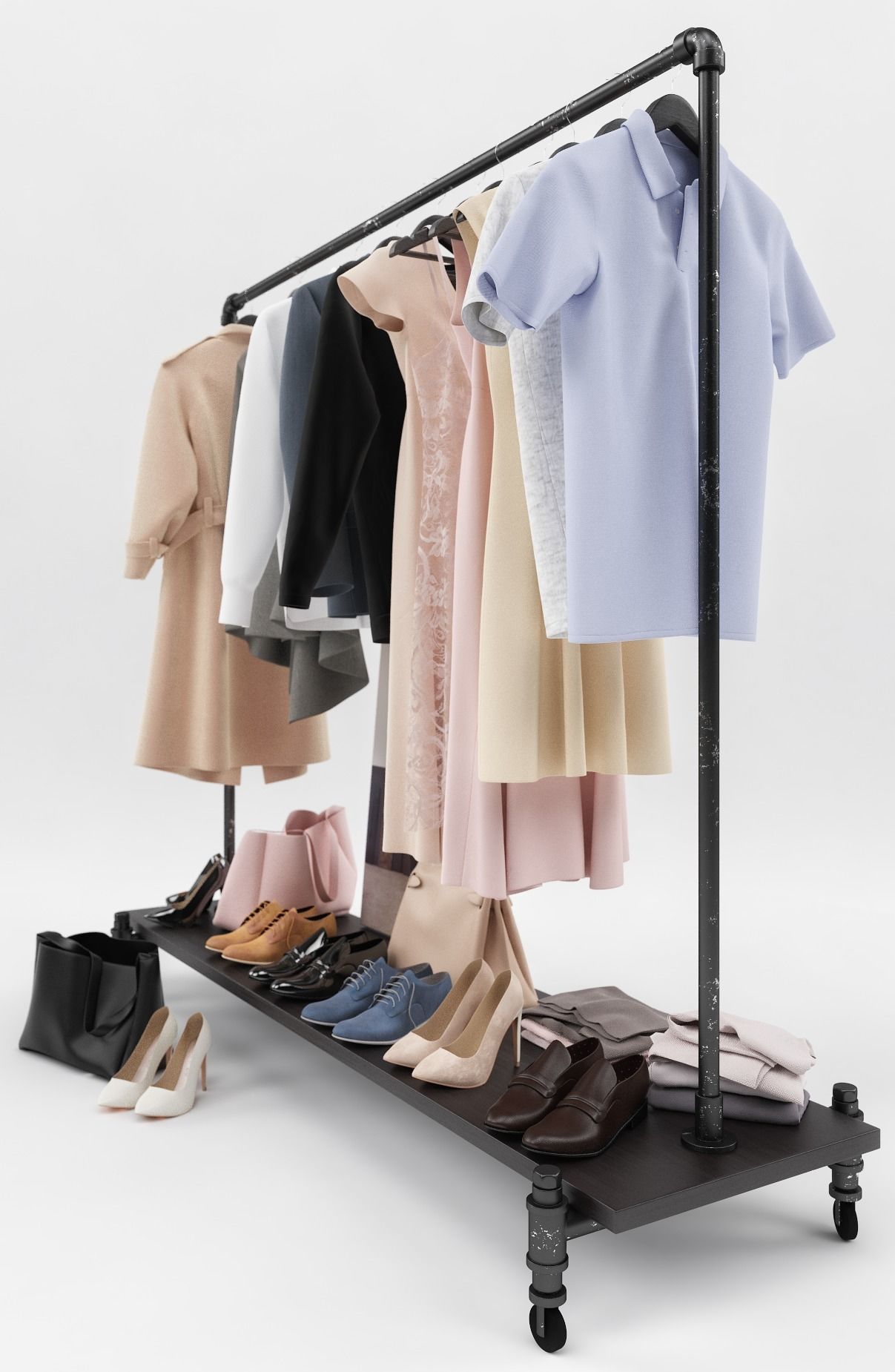 Womens and mens wardrobe 3D model_2