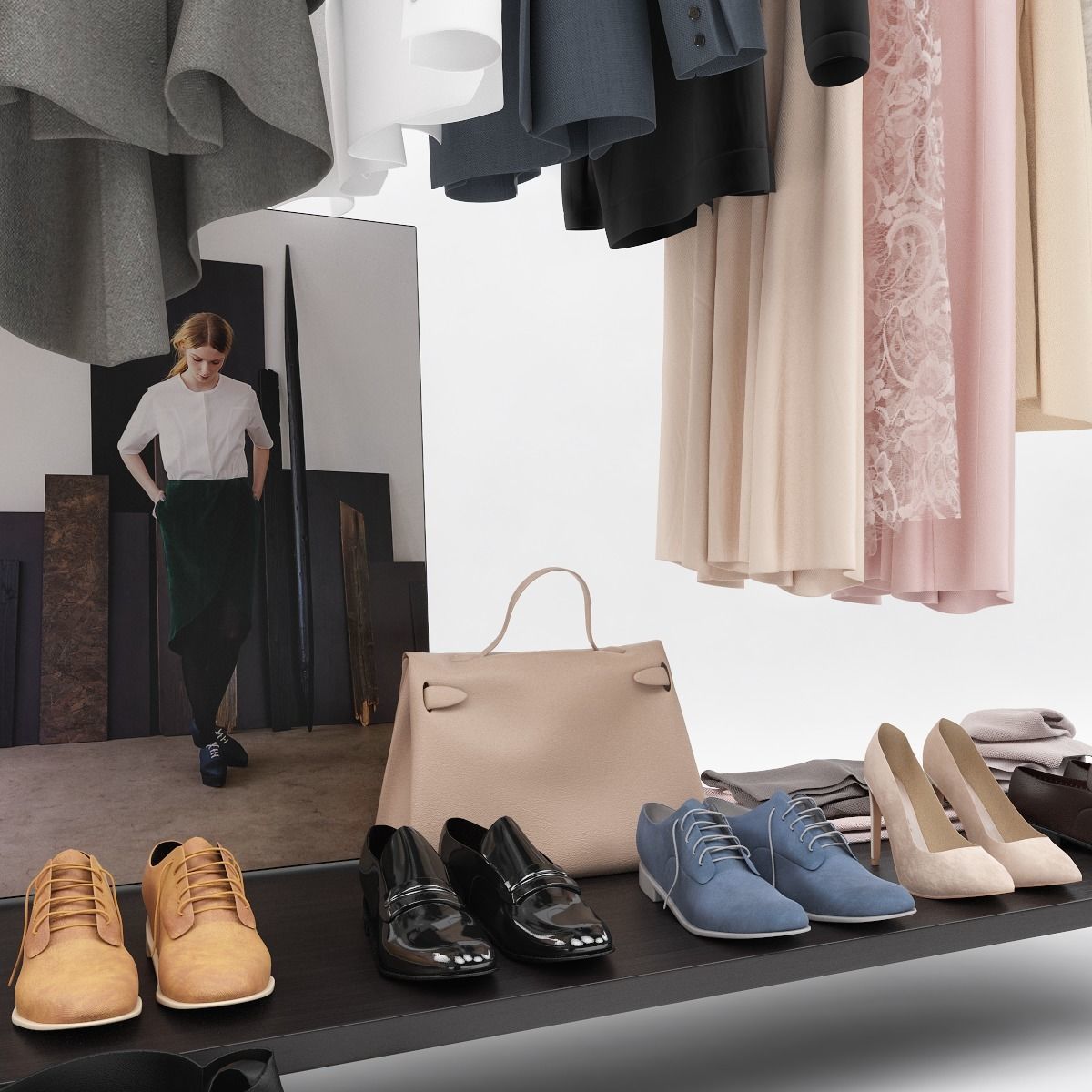 Womens and mens wardrobe 3D model_5