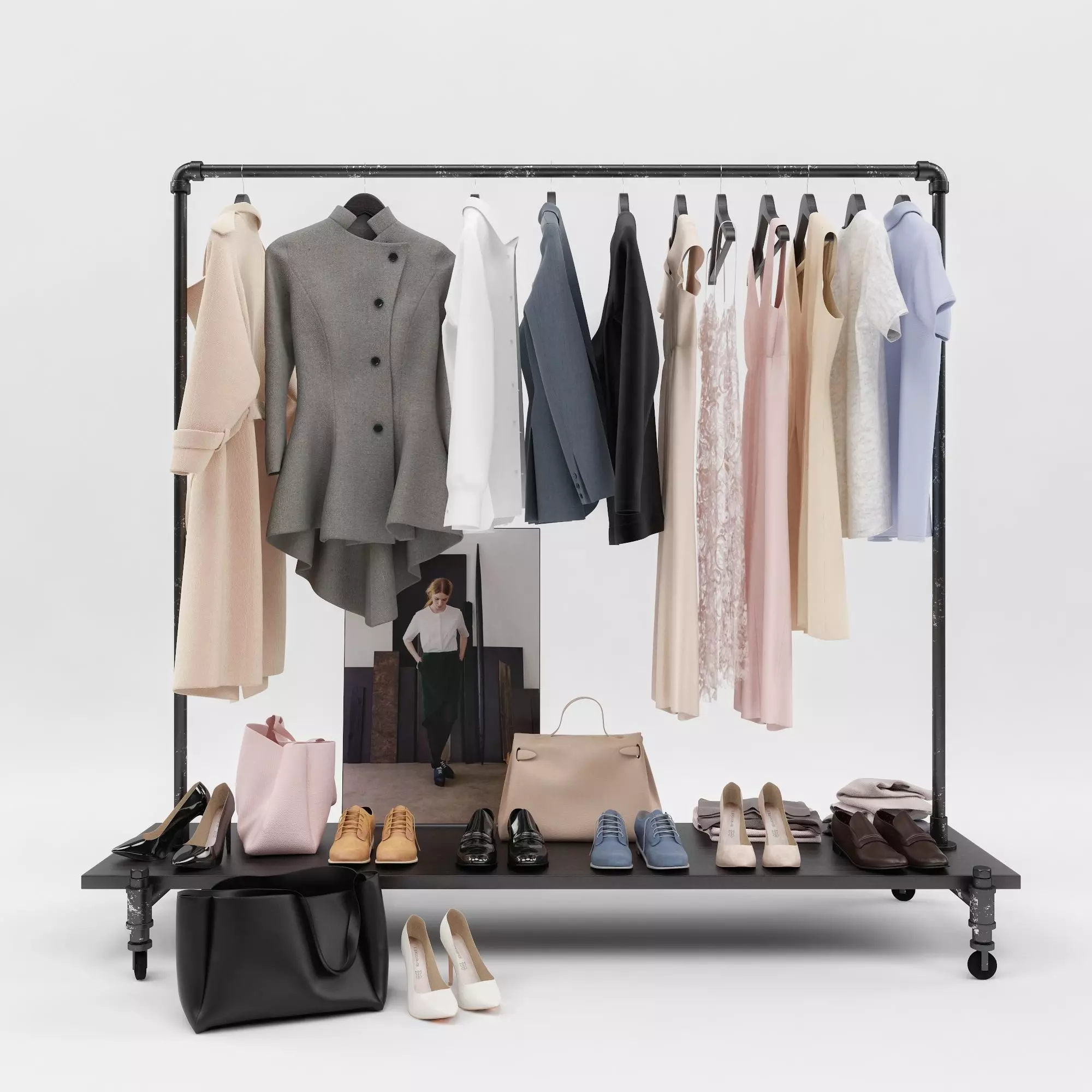 Womens and mens wardrobe 3D model_0