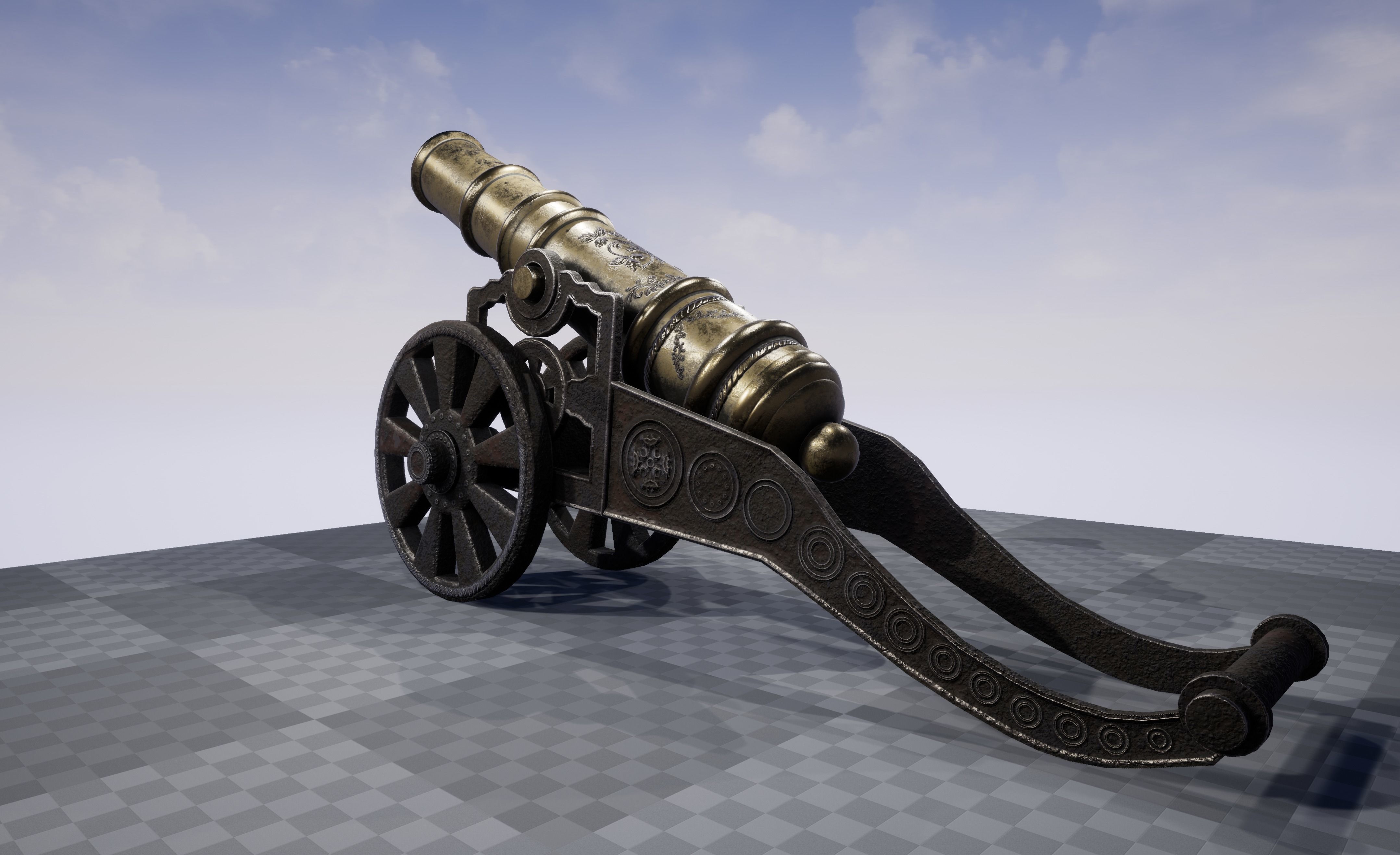 Antique Signal Cannon Low-poly 3D model_8