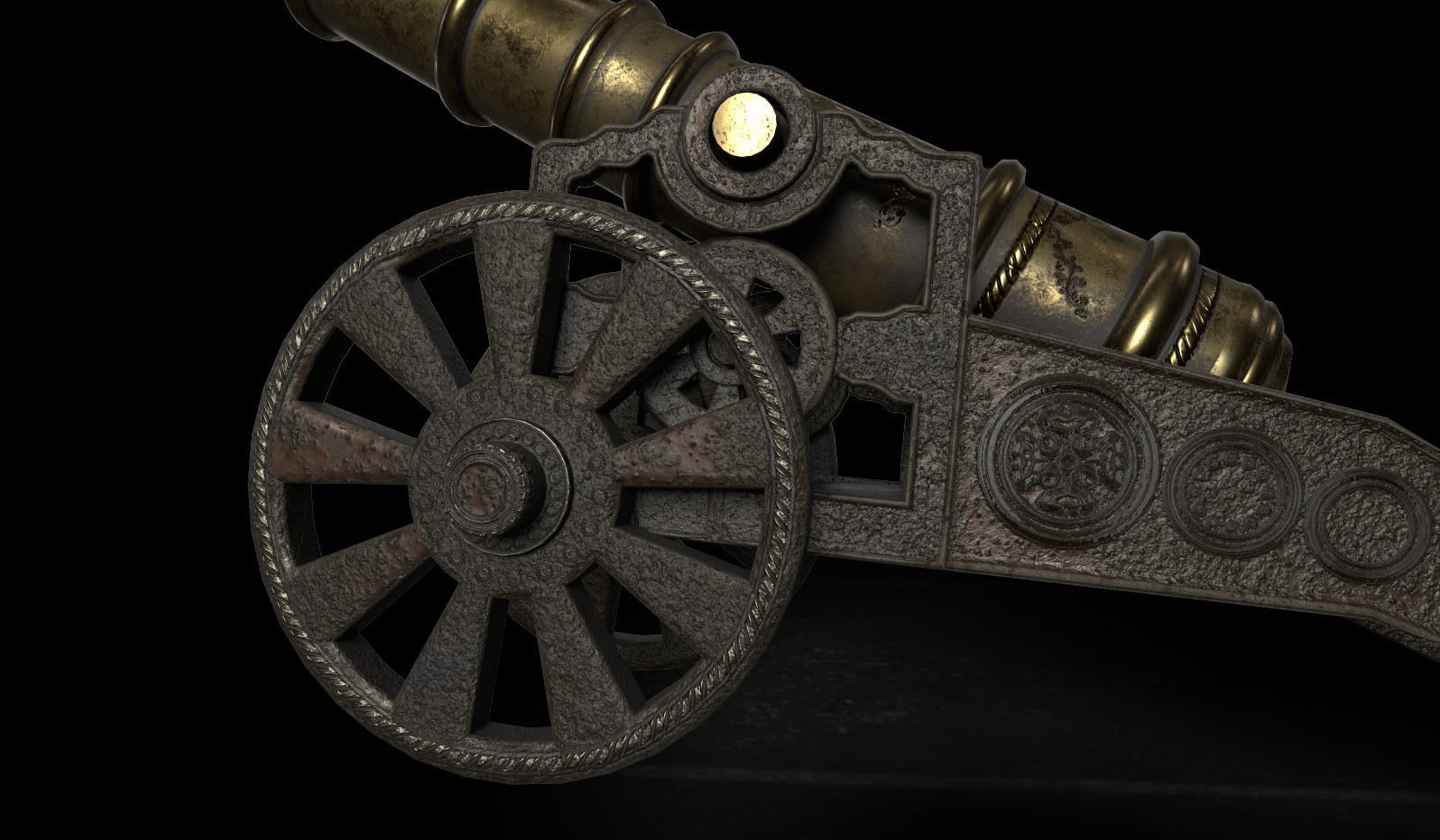 Antique Signal Cannon Low-poly 3D model_6