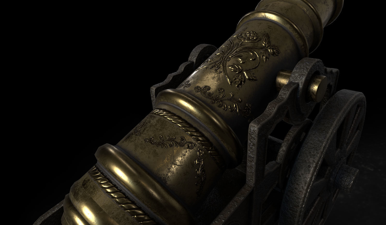 Antique Signal Cannon Low-poly 3D model_7