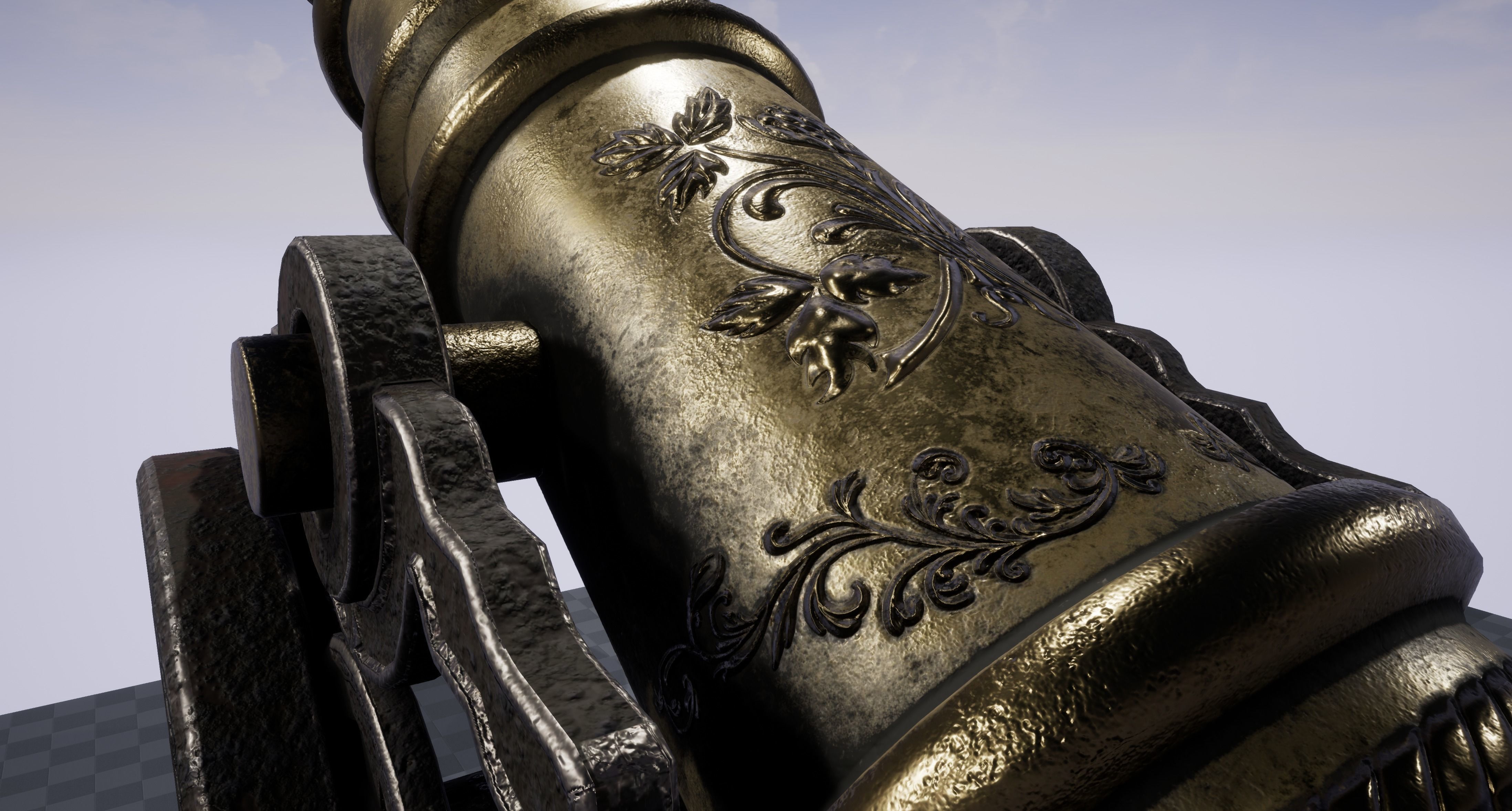 Antique Signal Cannon Low-poly 3D model_11