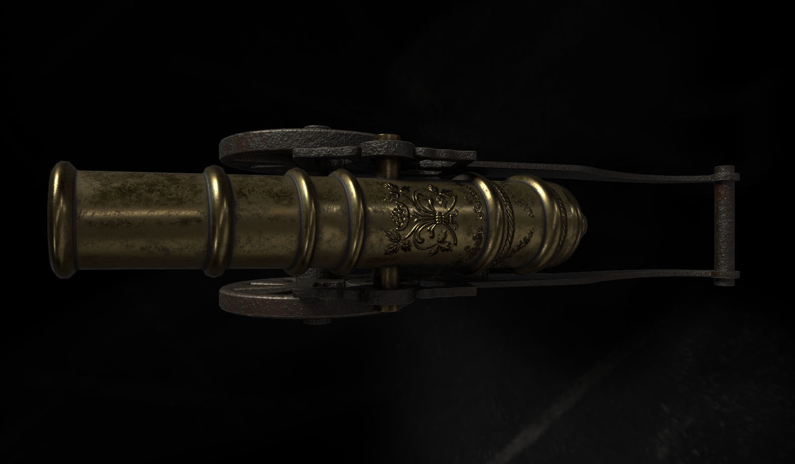 Antique Signal Cannon Low-poly 3D model_5