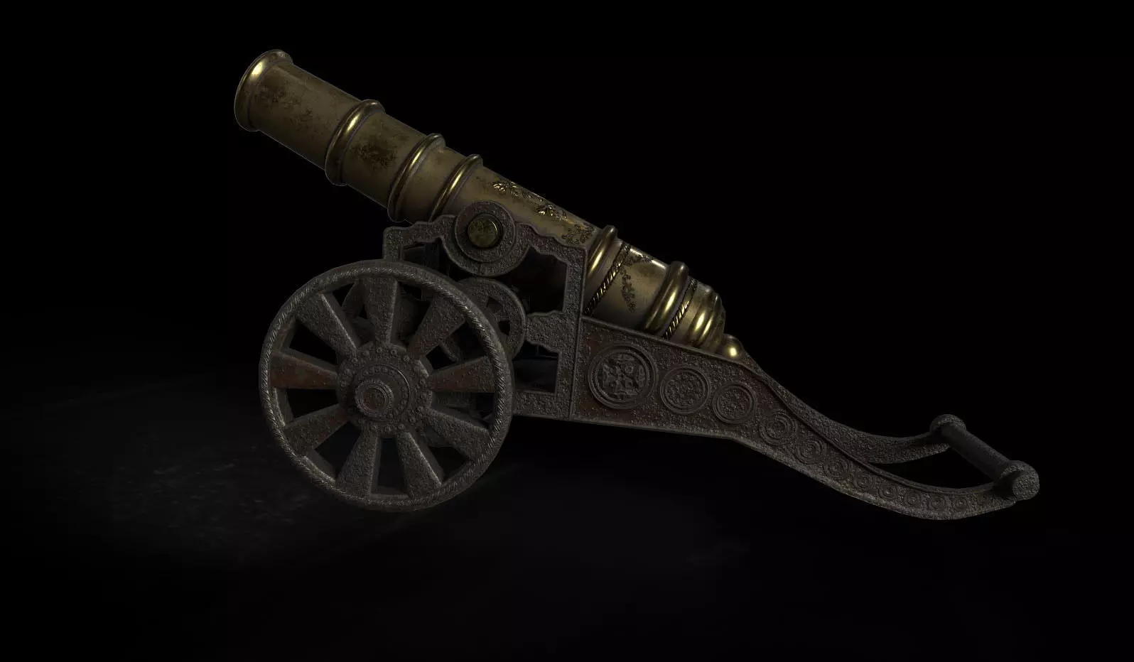 Antique Signal Cannon Low-poly 3D model_0