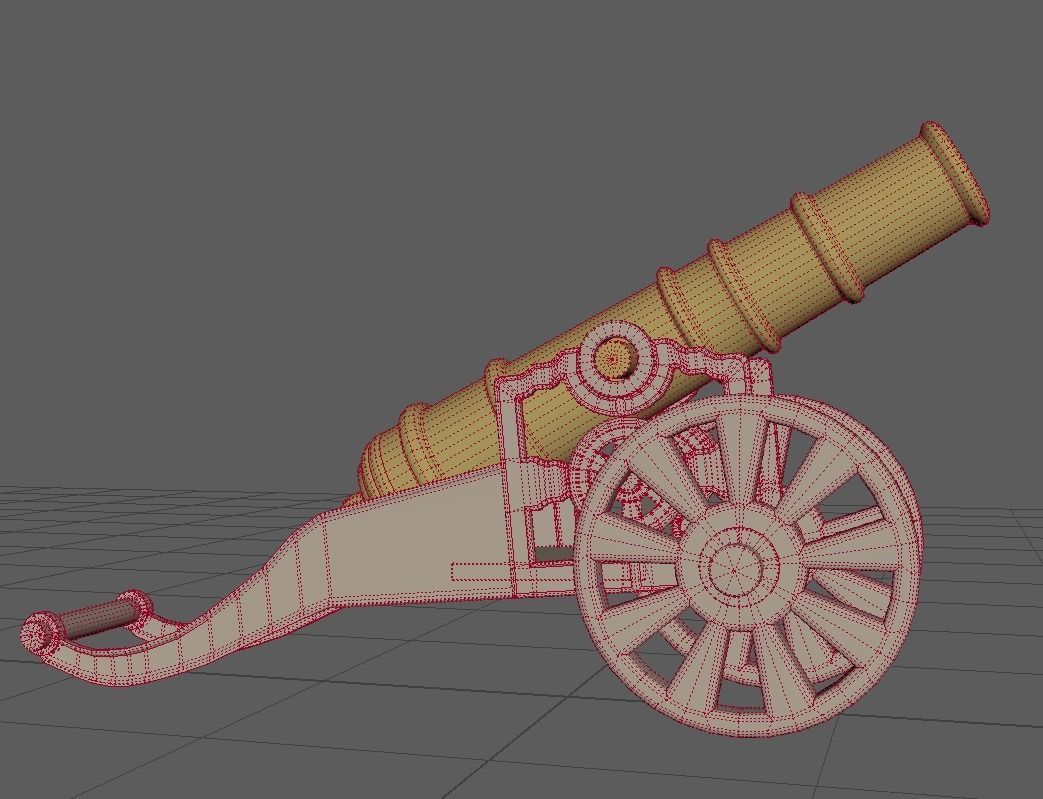 Antique Signal Cannon Low-poly 3D model_12