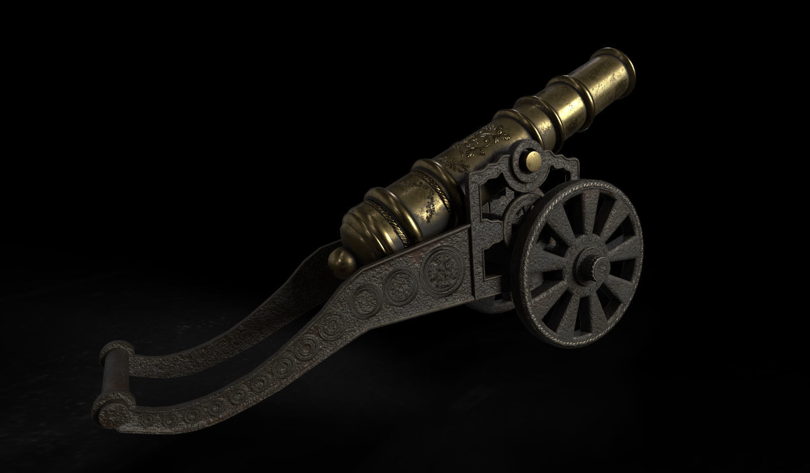 Antique Signal Cannon Low-poly 3D model_4