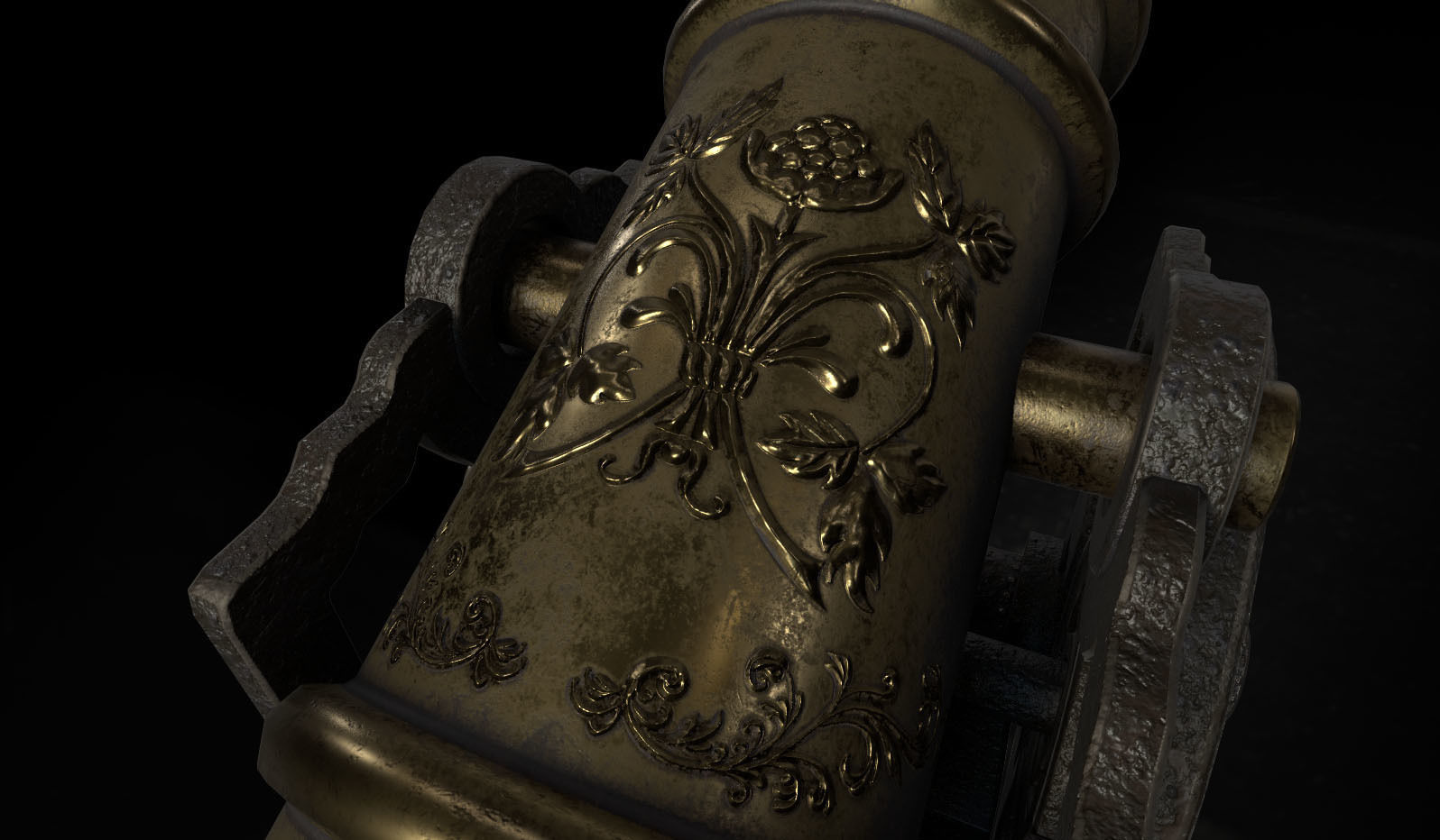 Antique Signal Cannon Low-poly 3D model_1