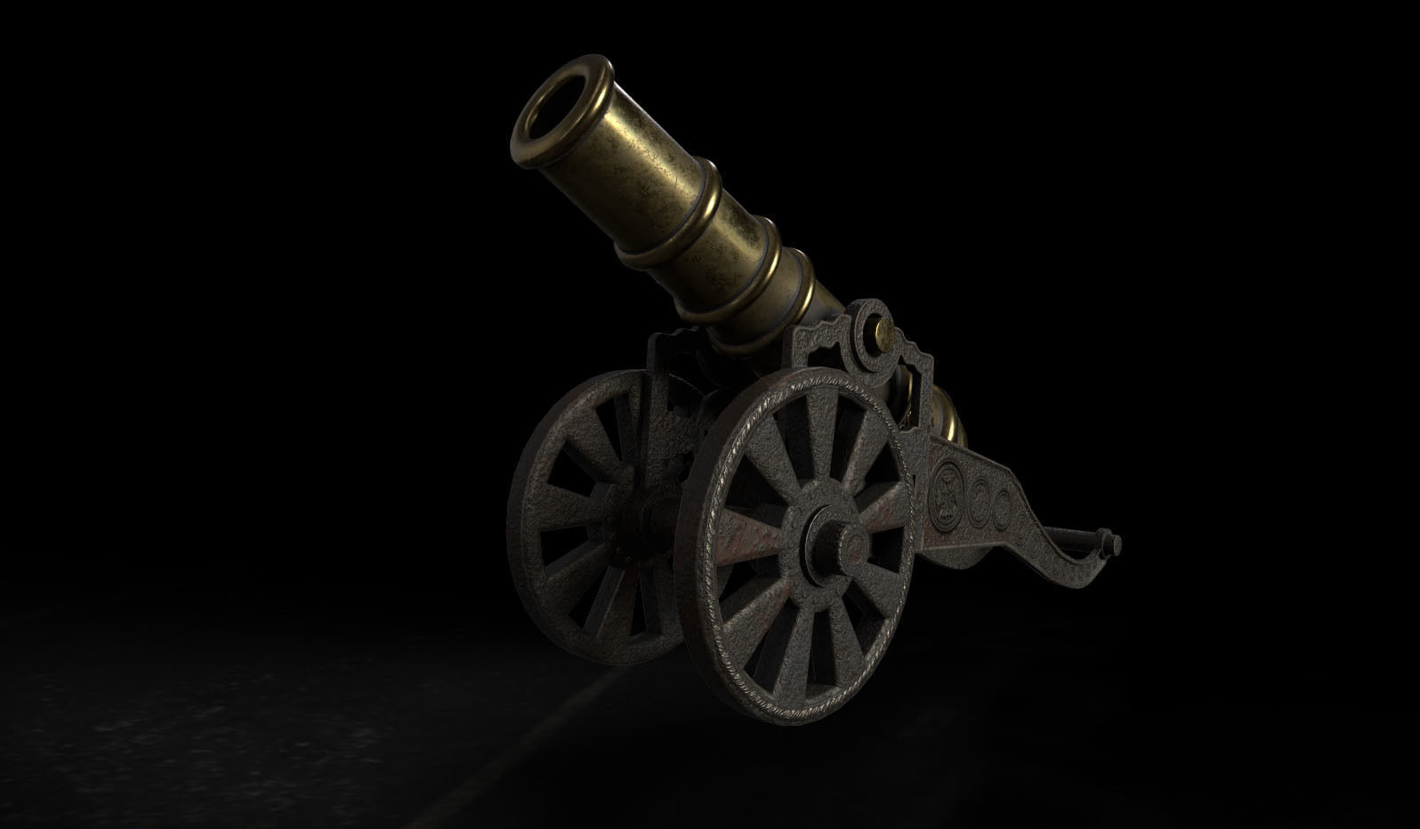 Antique Signal Cannon Low-poly 3D model_2