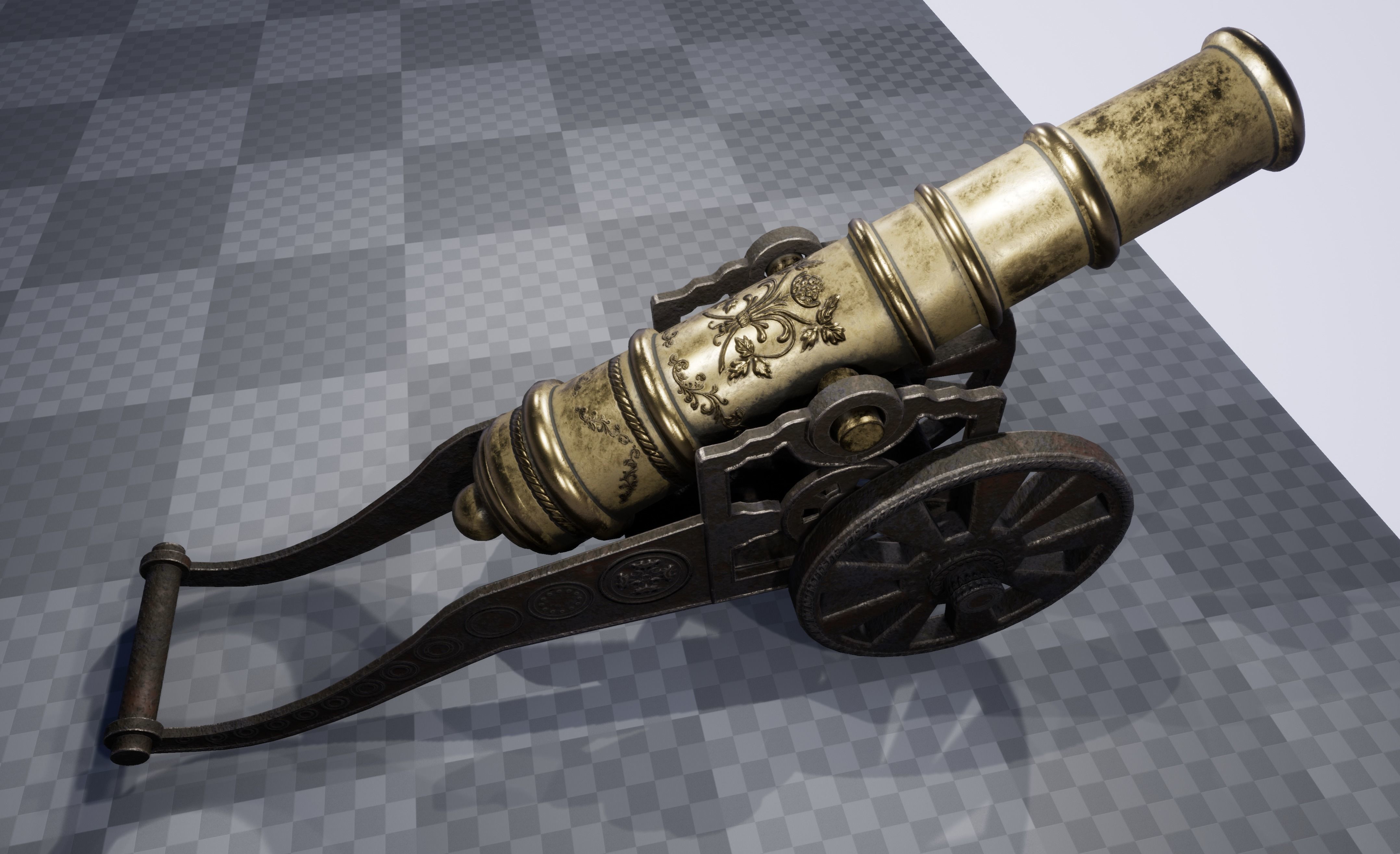 Antique Signal Cannon Low-poly 3D model_9