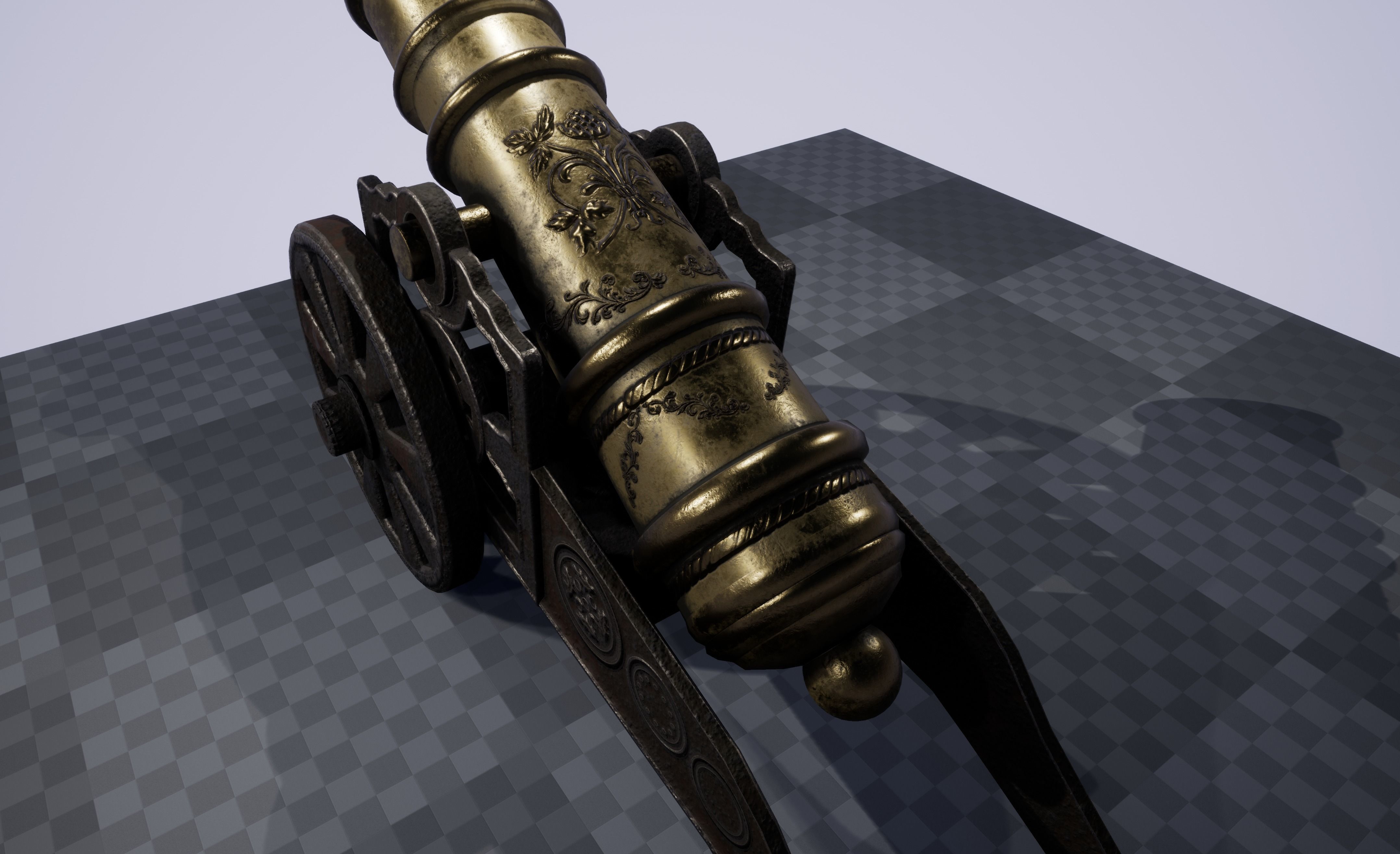 Antique Signal Cannon Low-poly 3D model_10