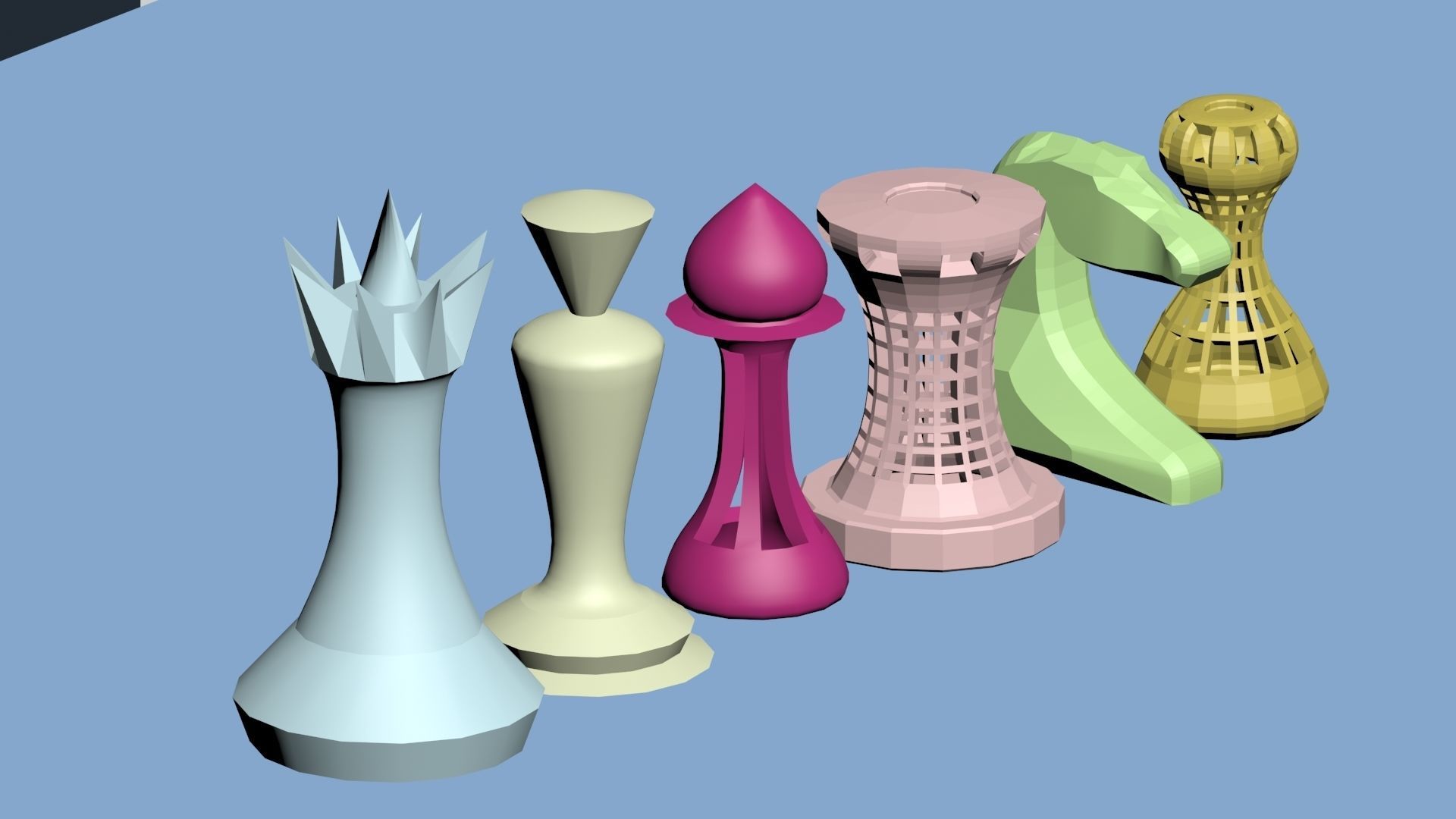 LOW POLY CHESS set 3D print model_8