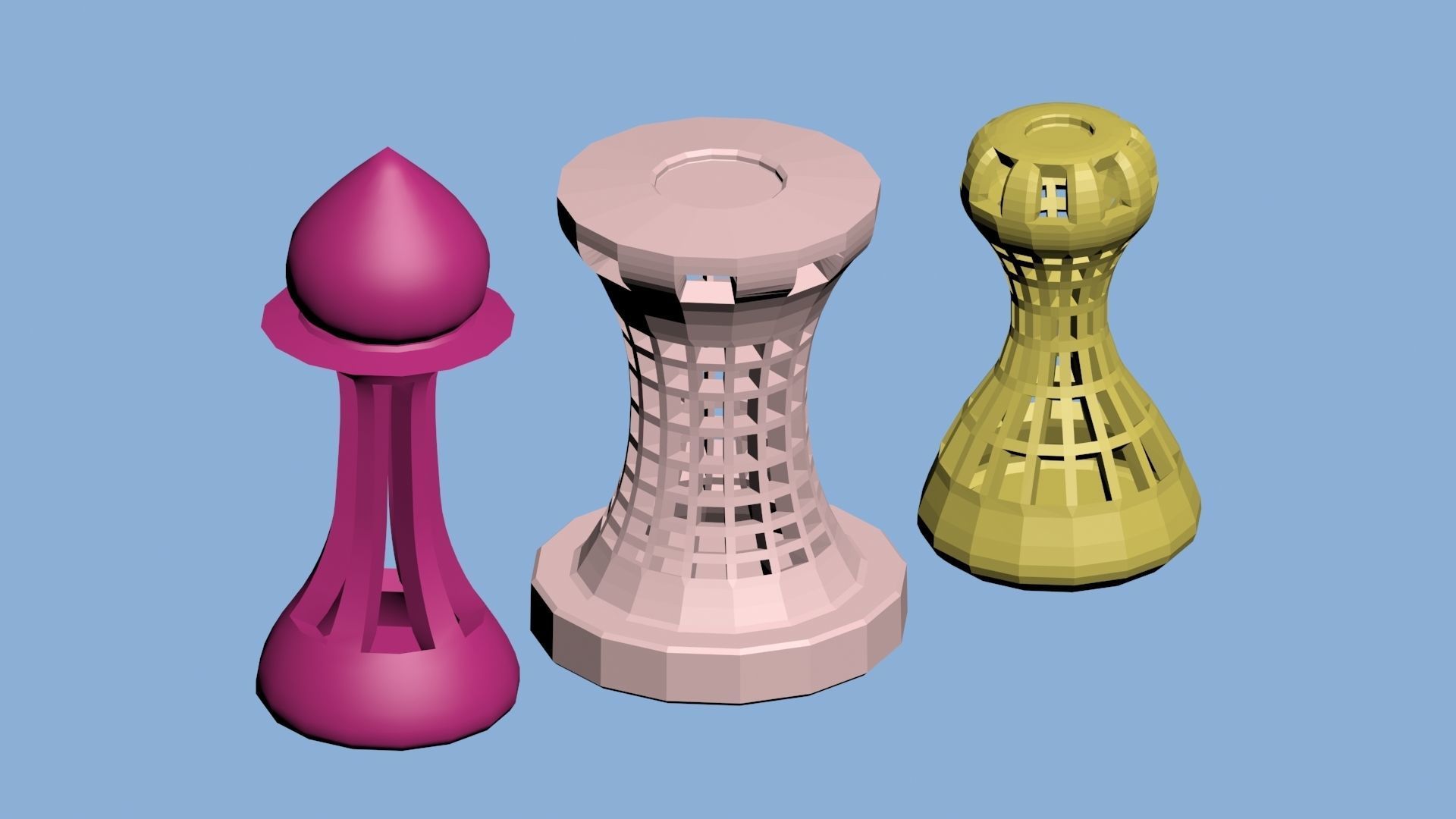 LOW POLY CHESS set 3D print model_9