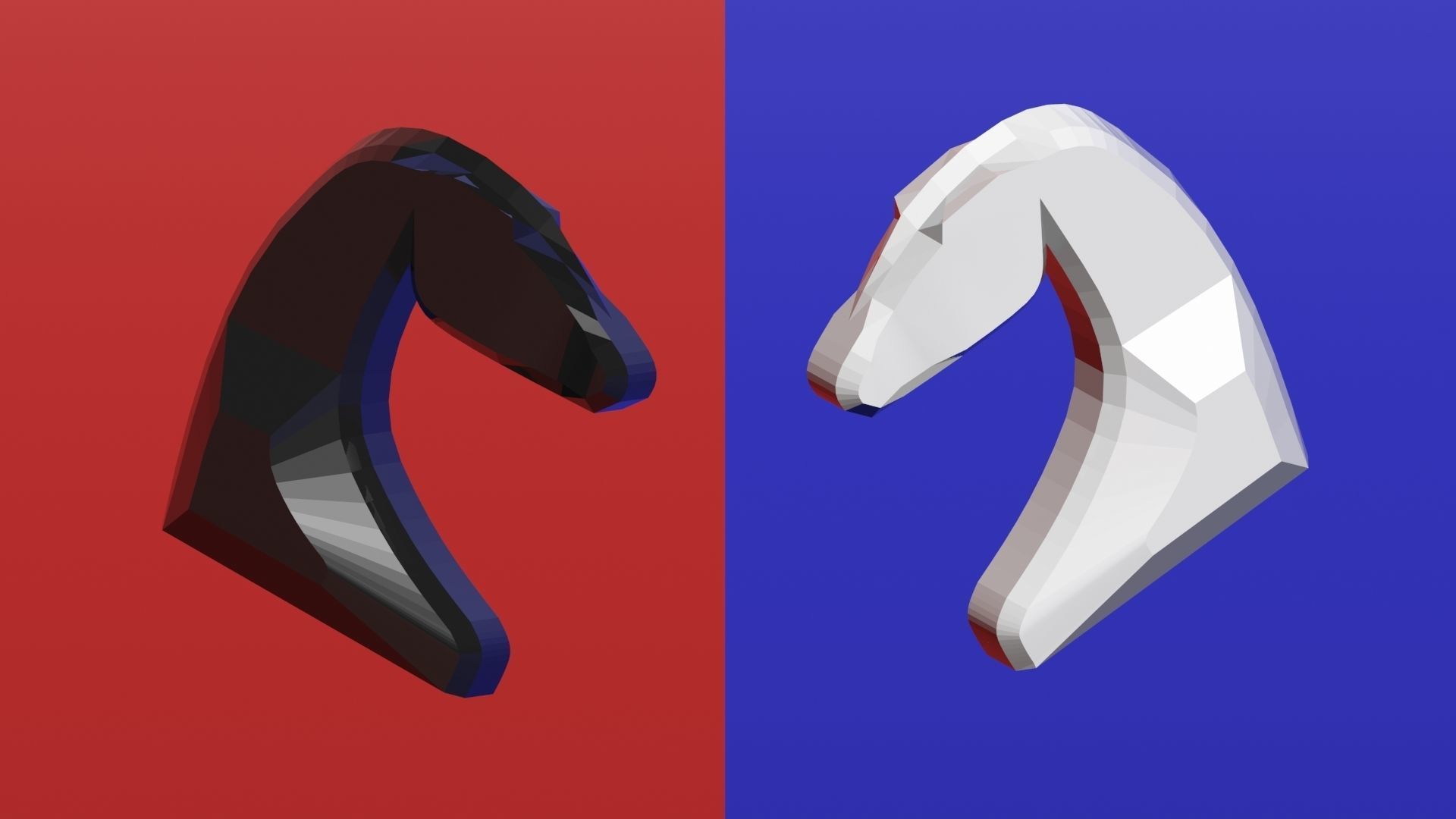 LOW POLY CHESS set 3D print model_5