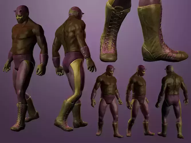 Luchador Character Low-poly 3D model