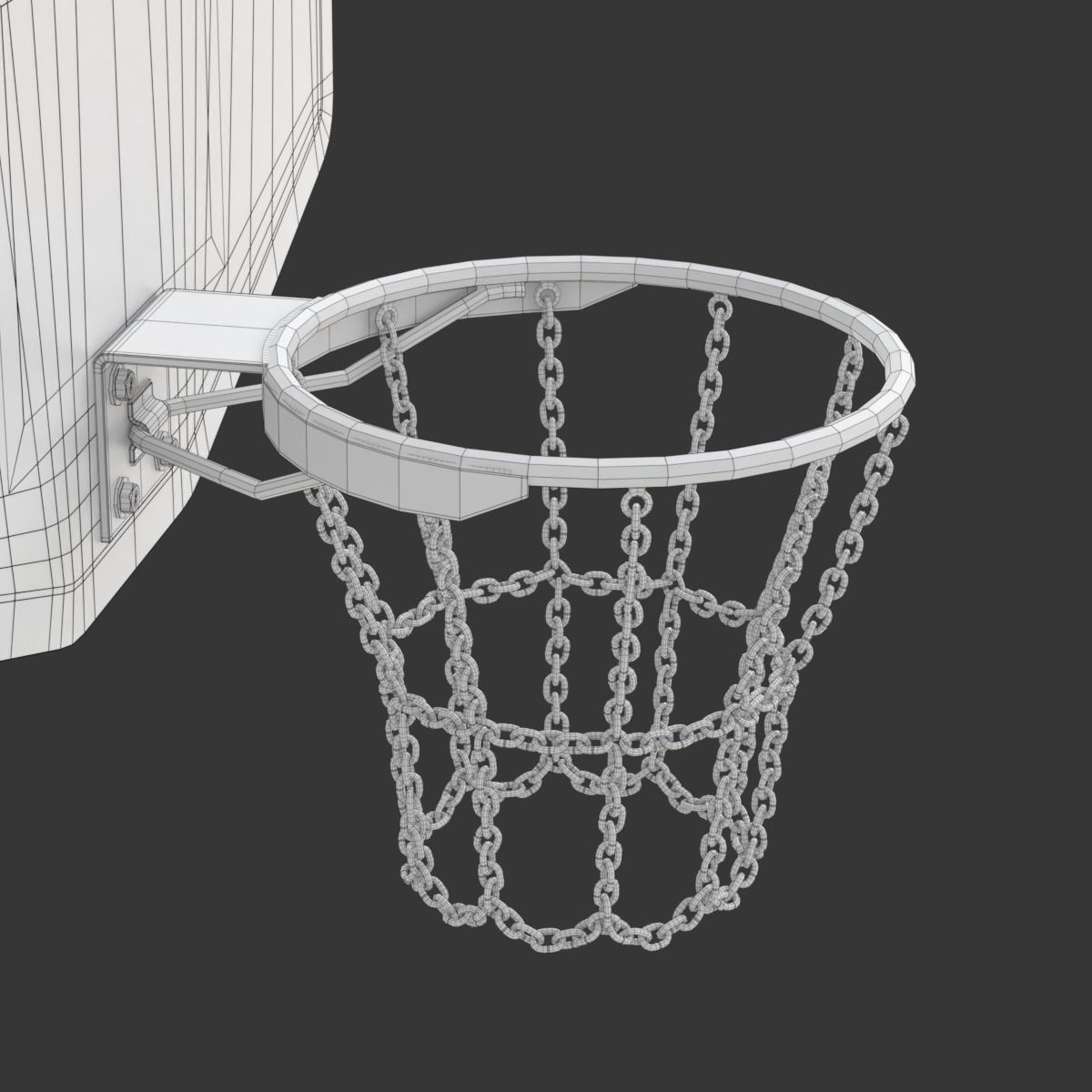 Basketball Hoop With Chain Net 3D model_21
