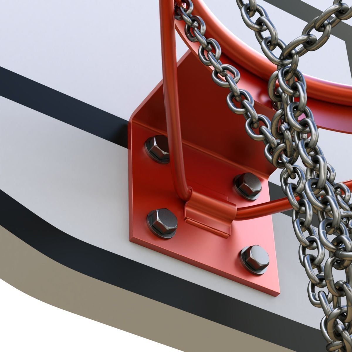 Basketball Hoop With Chain Net 3D model_5