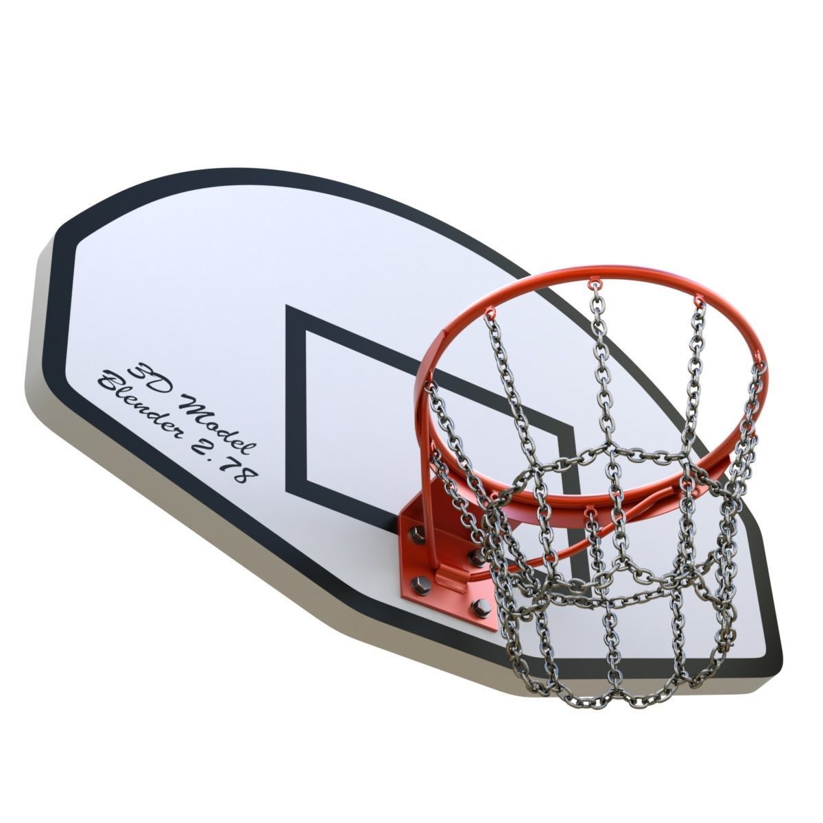 Basketball Hoop With Chain Net 3D model_1