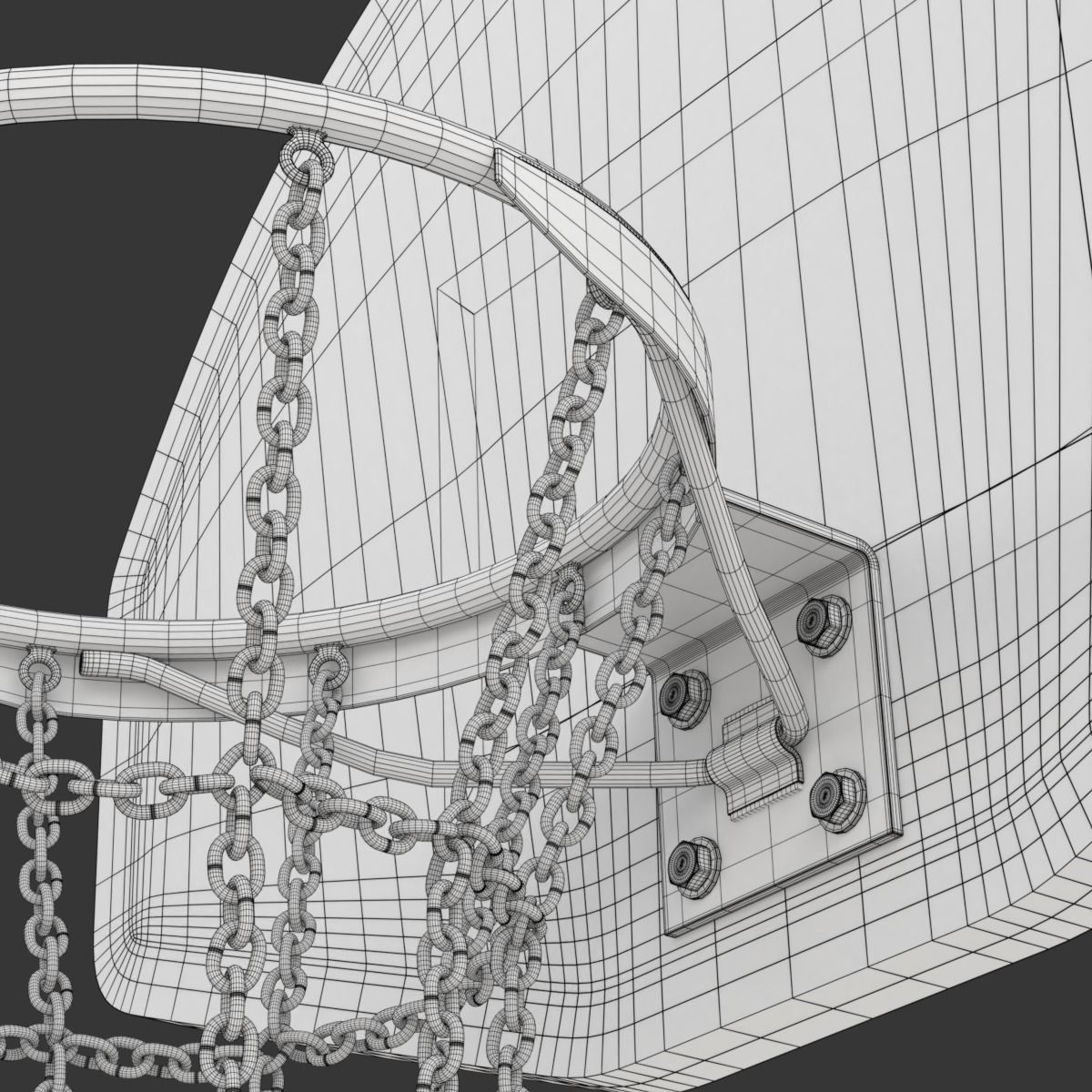 Basketball Hoop With Chain Net 3D model_17