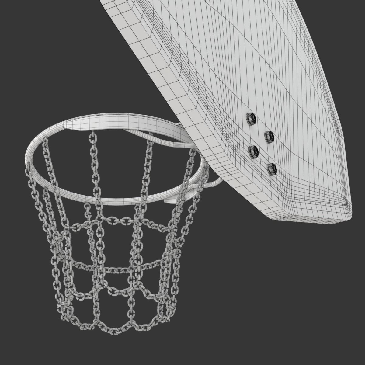Basketball Hoop With Chain Net 3D model_26