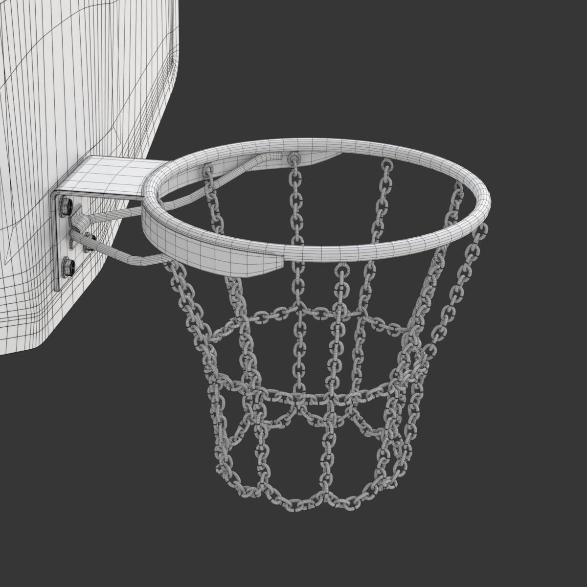 Basketball Hoop With Chain Net 3D model_22