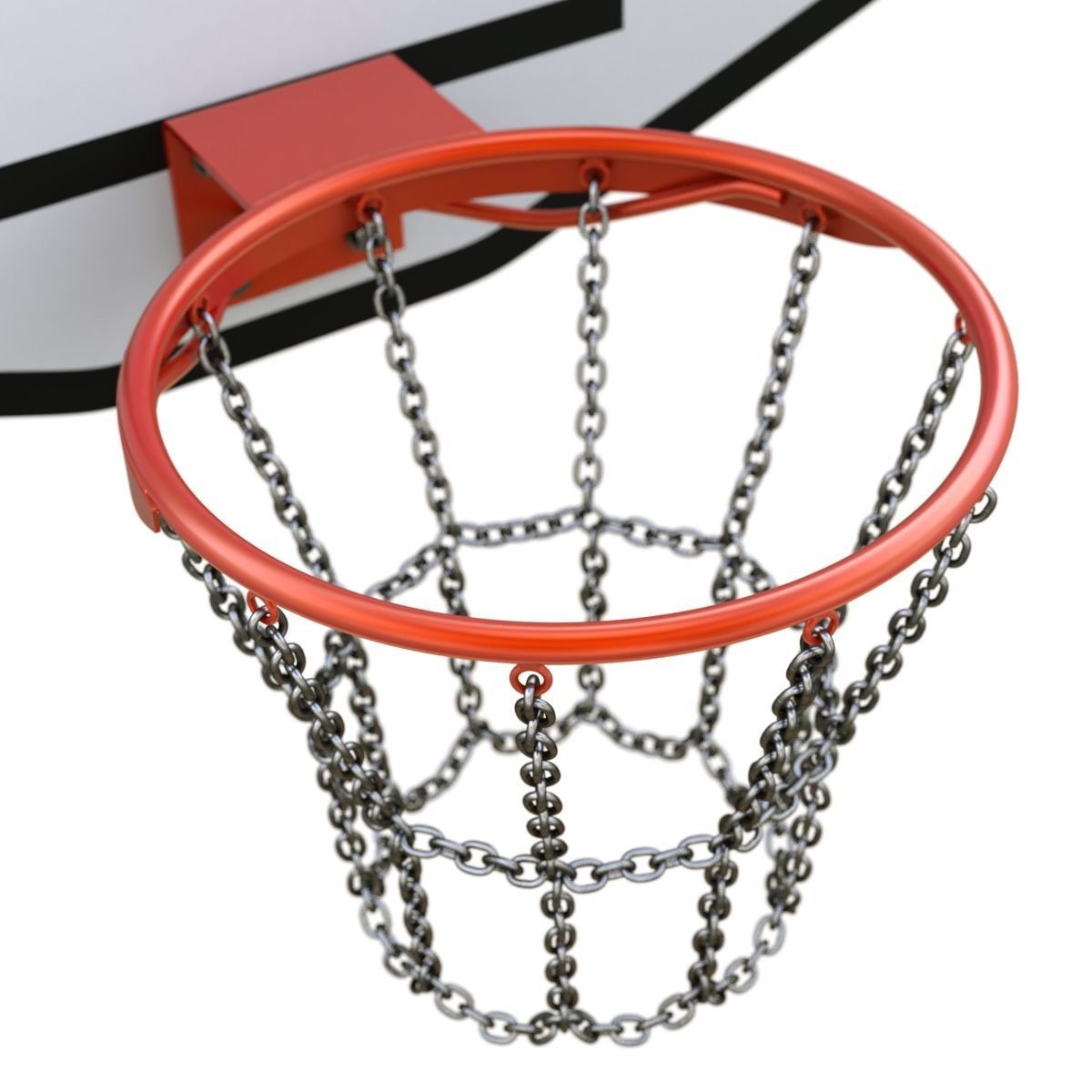 Basketball Hoop With Chain Net 3D model_8
