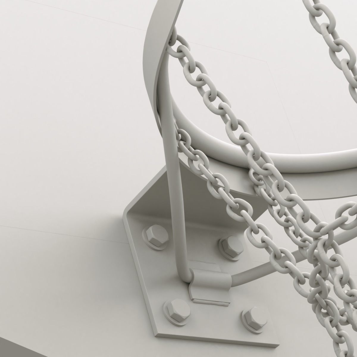 Basketball Hoop With Chain Net 3D model_15