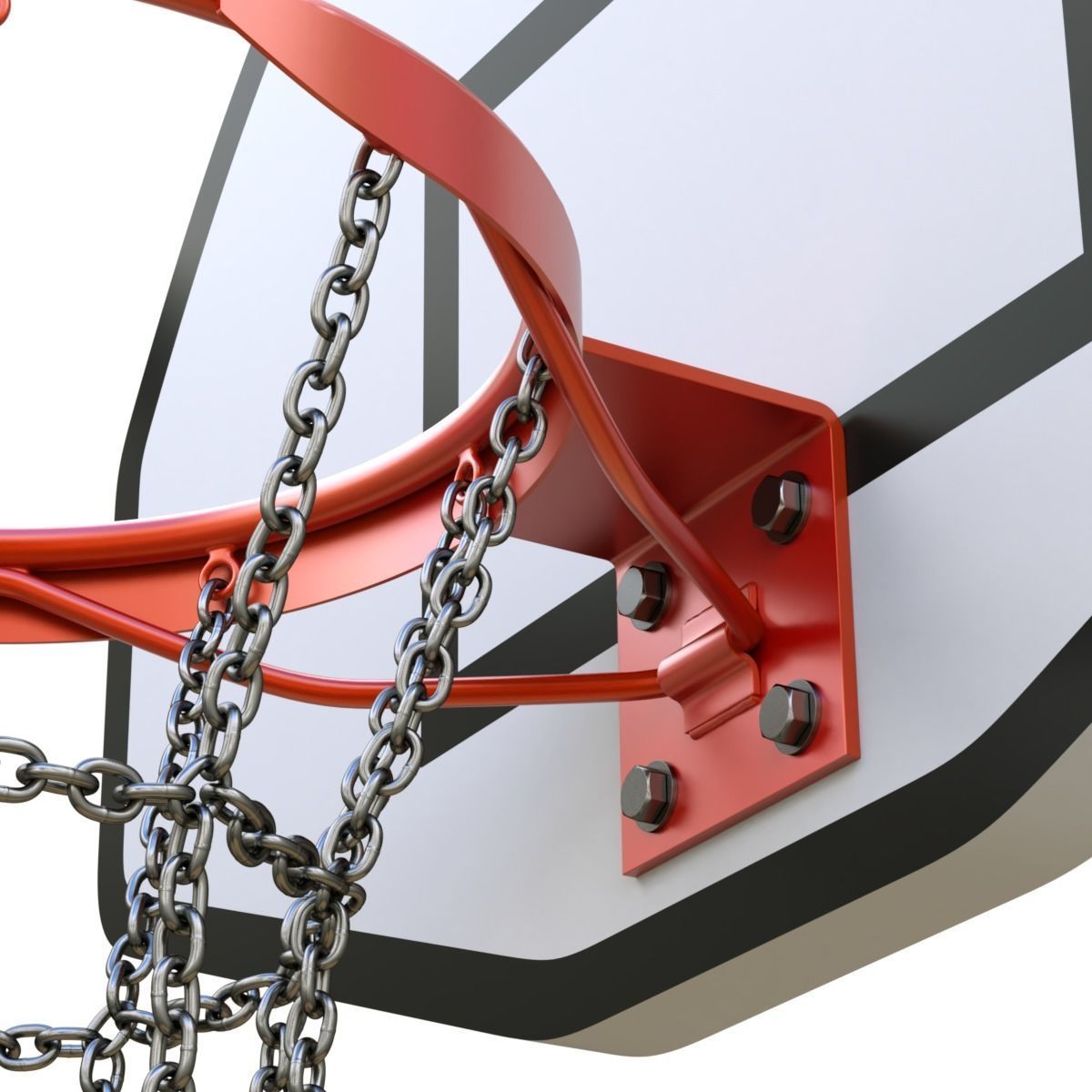 Basketball Hoop With Chain Net 3D model_4