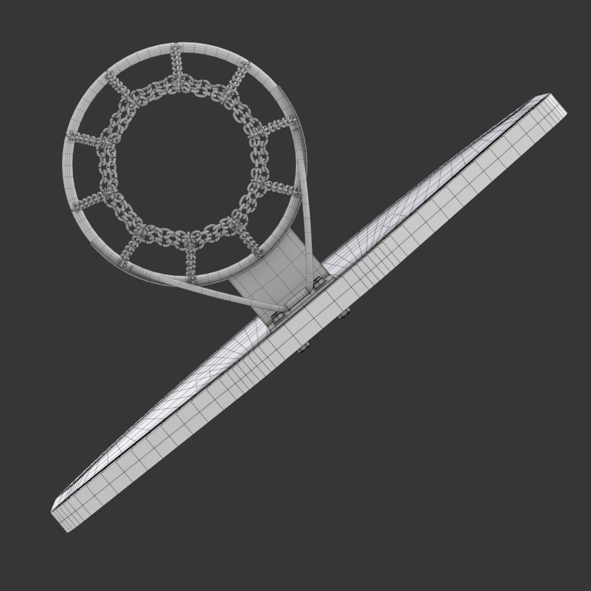 Basketball Hoop With Chain Net 3D model_25