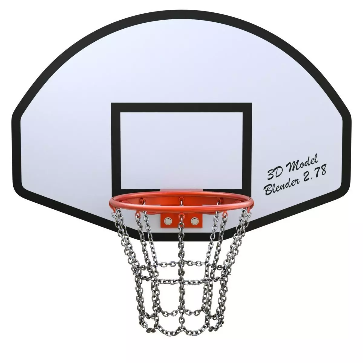 Basketball Hoop With Chain Net 3D model_0