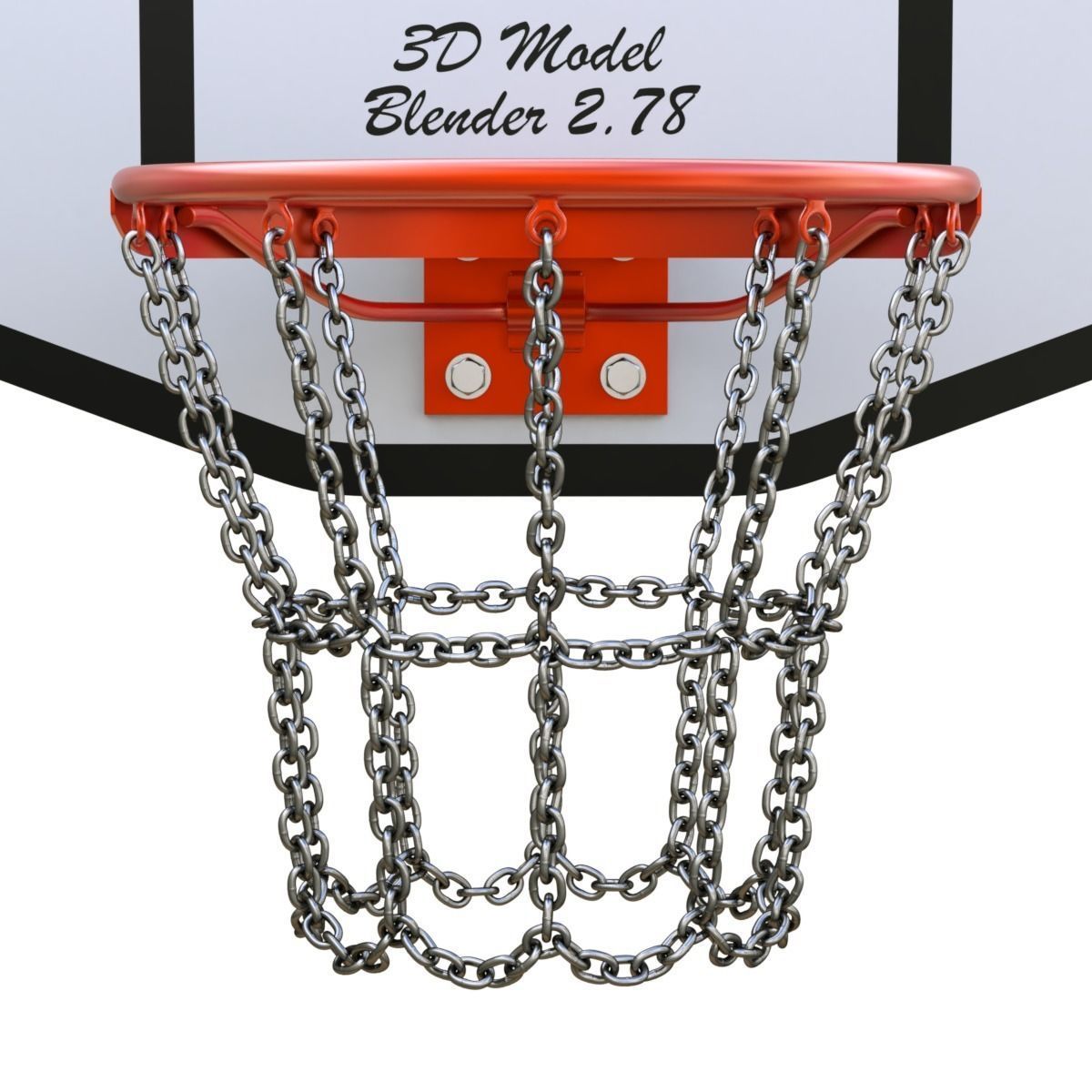 Basketball Hoop With Chain Net 3D model_2
