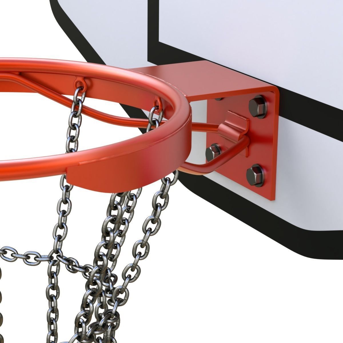 Basketball Hoop With Chain Net 3D model_6