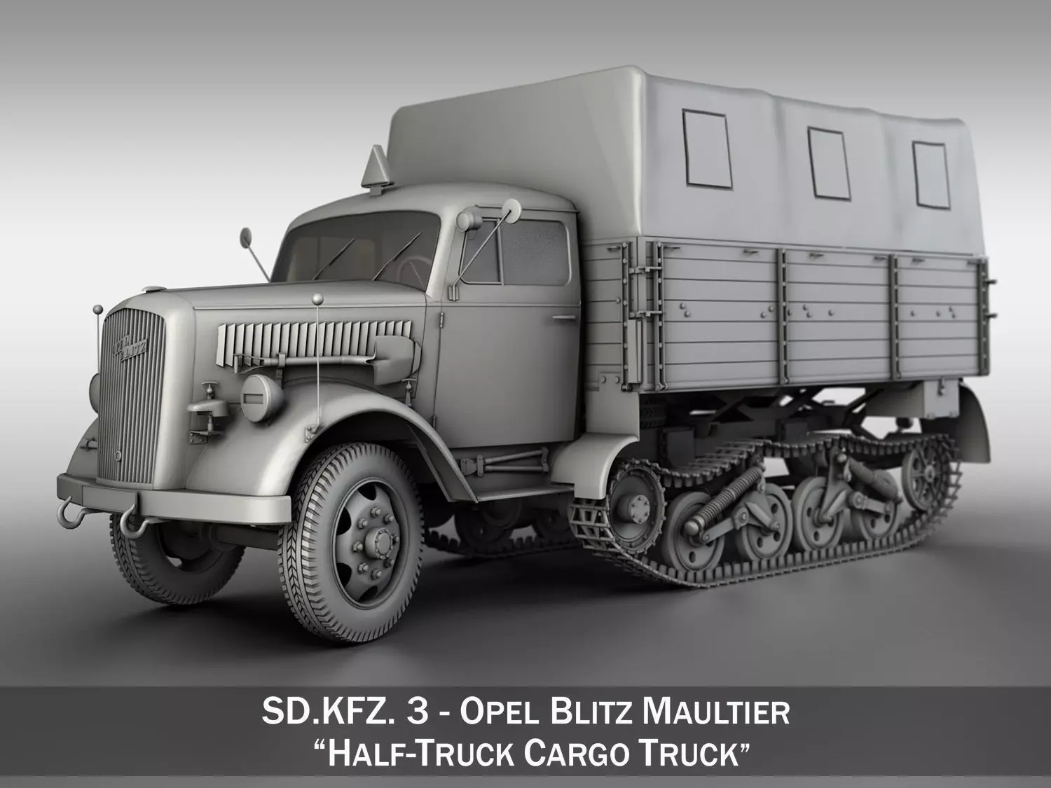 Opel Blitz Maultier - Half-Truck Cargo truck 3D model