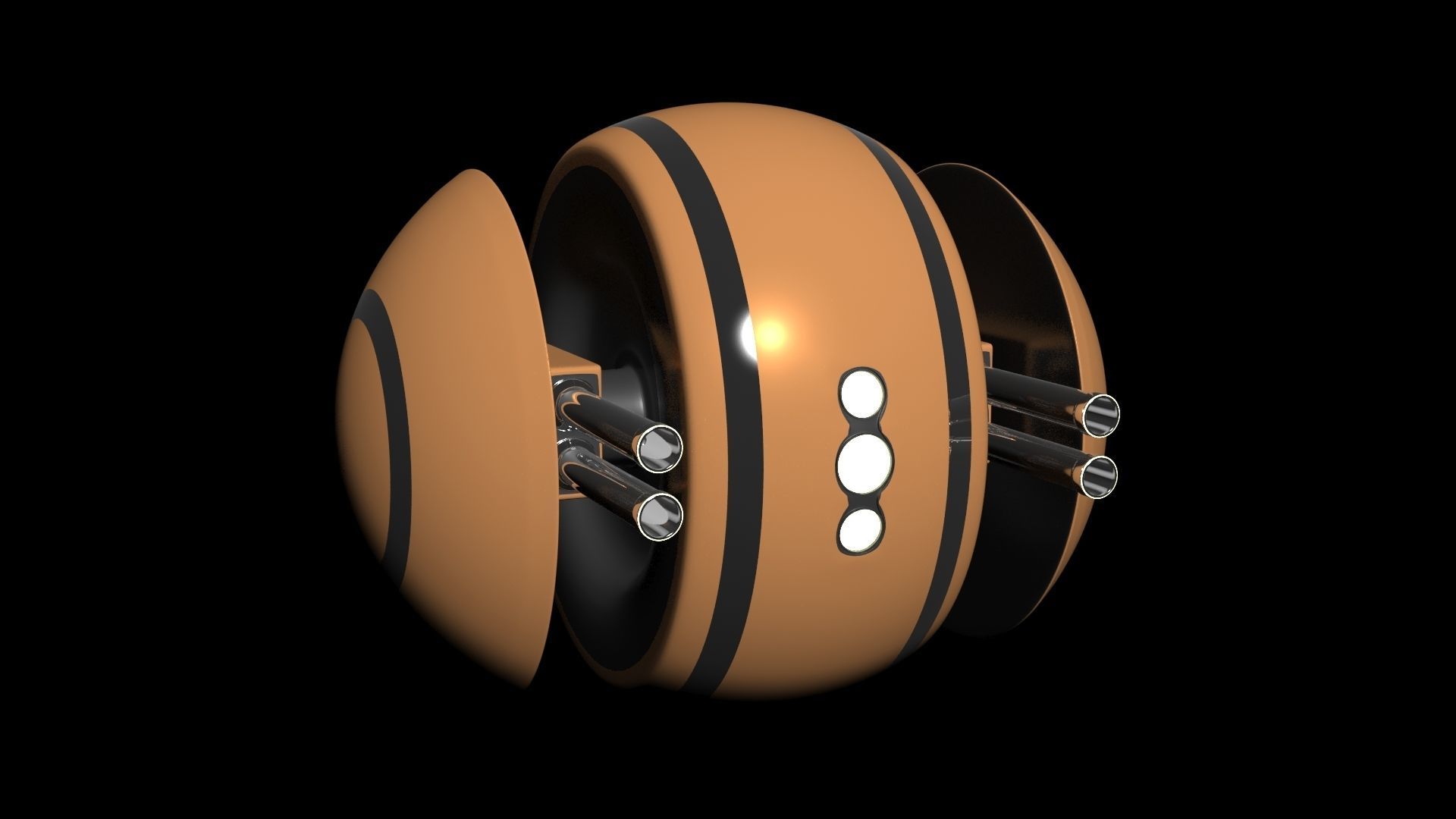 Drone orange ball with stripes Free 3D model_2
