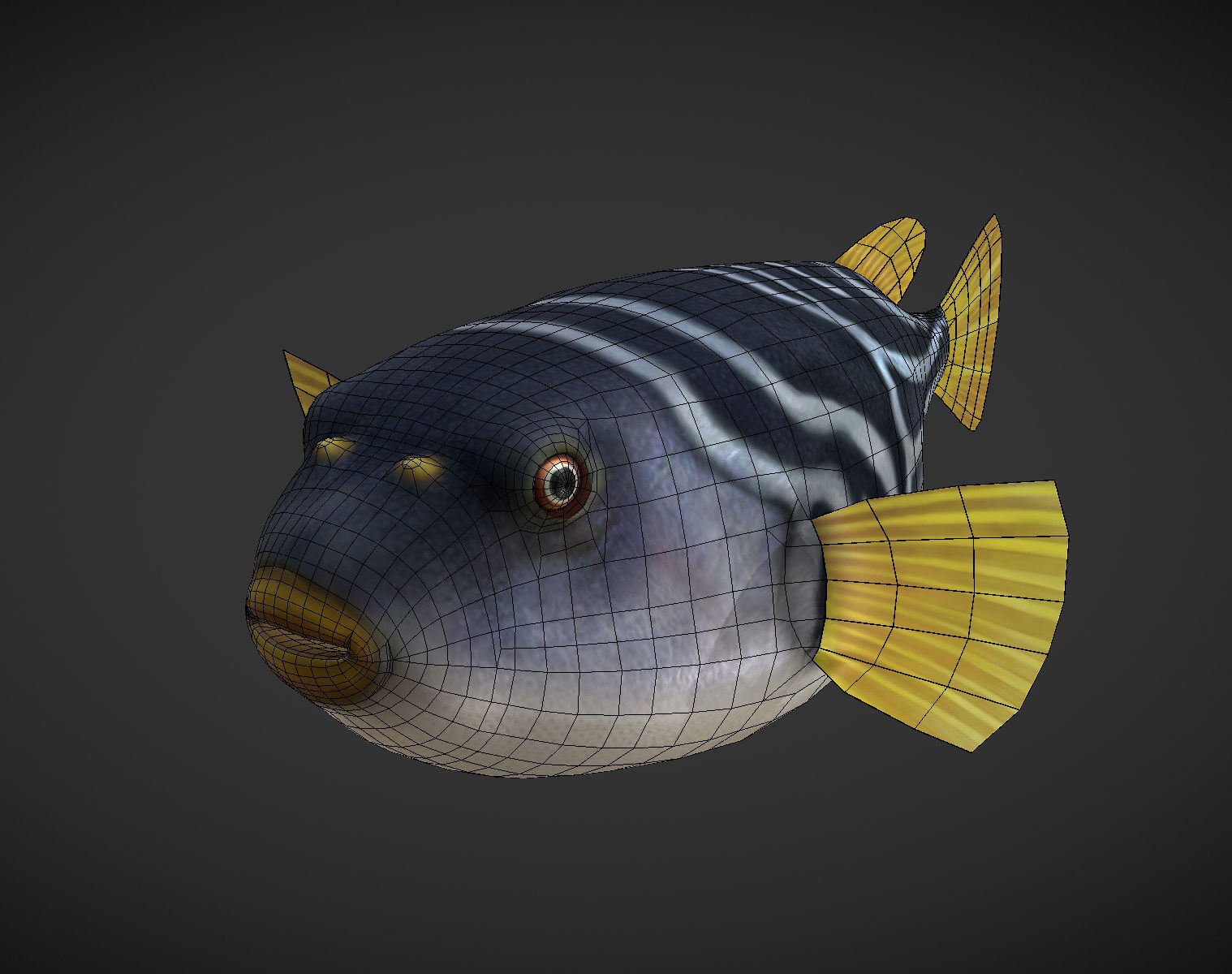 Puffer fish Low-poly 3D model_7